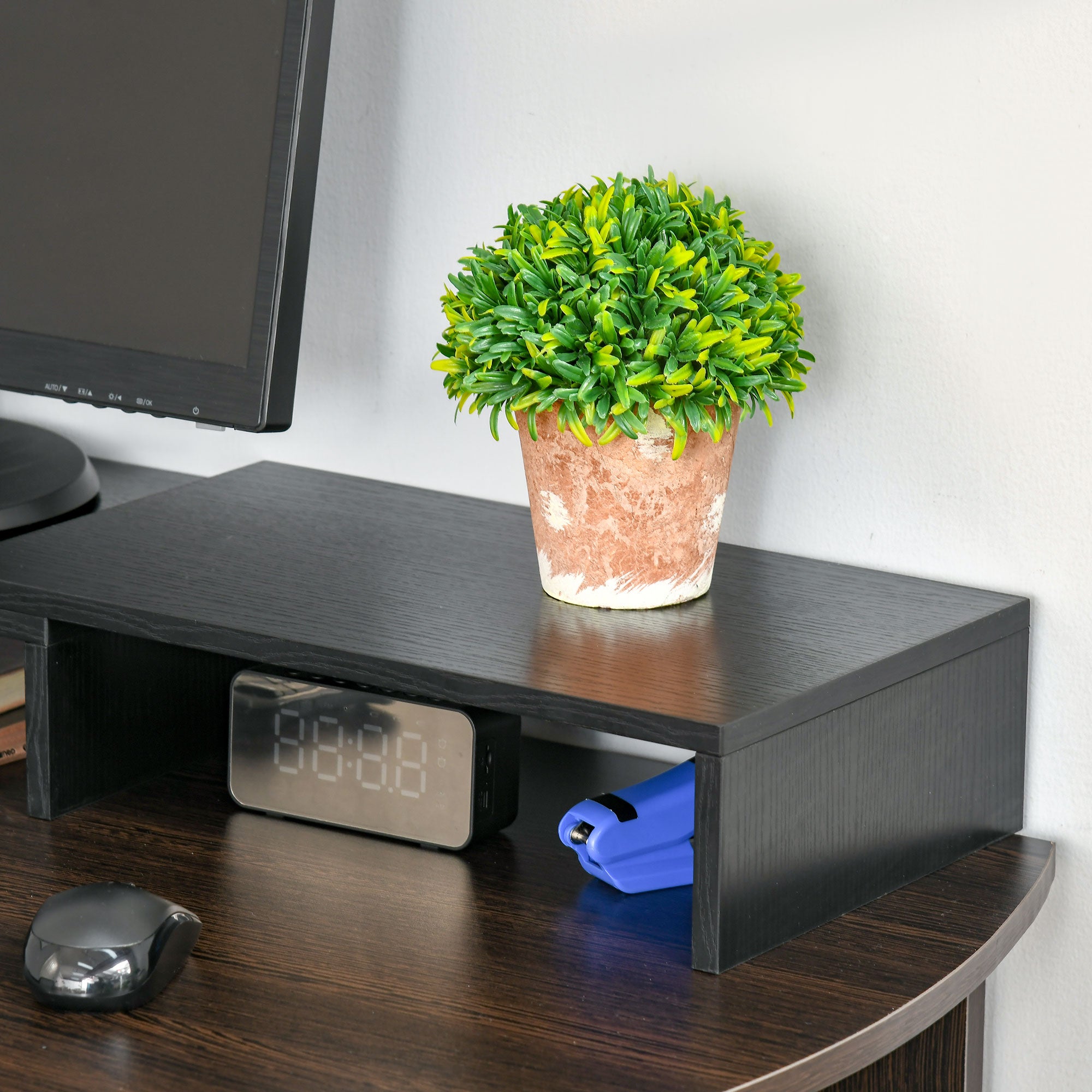 Vinsetto Monitorständer Monitor Stand Dual Bildschirmerhöhung Verstellbare Länge und Schwenkwinkel Bildschirmständer für PC Notebook Laptop Drucker 80-117 x 23,5 x 10 cm Schwarz