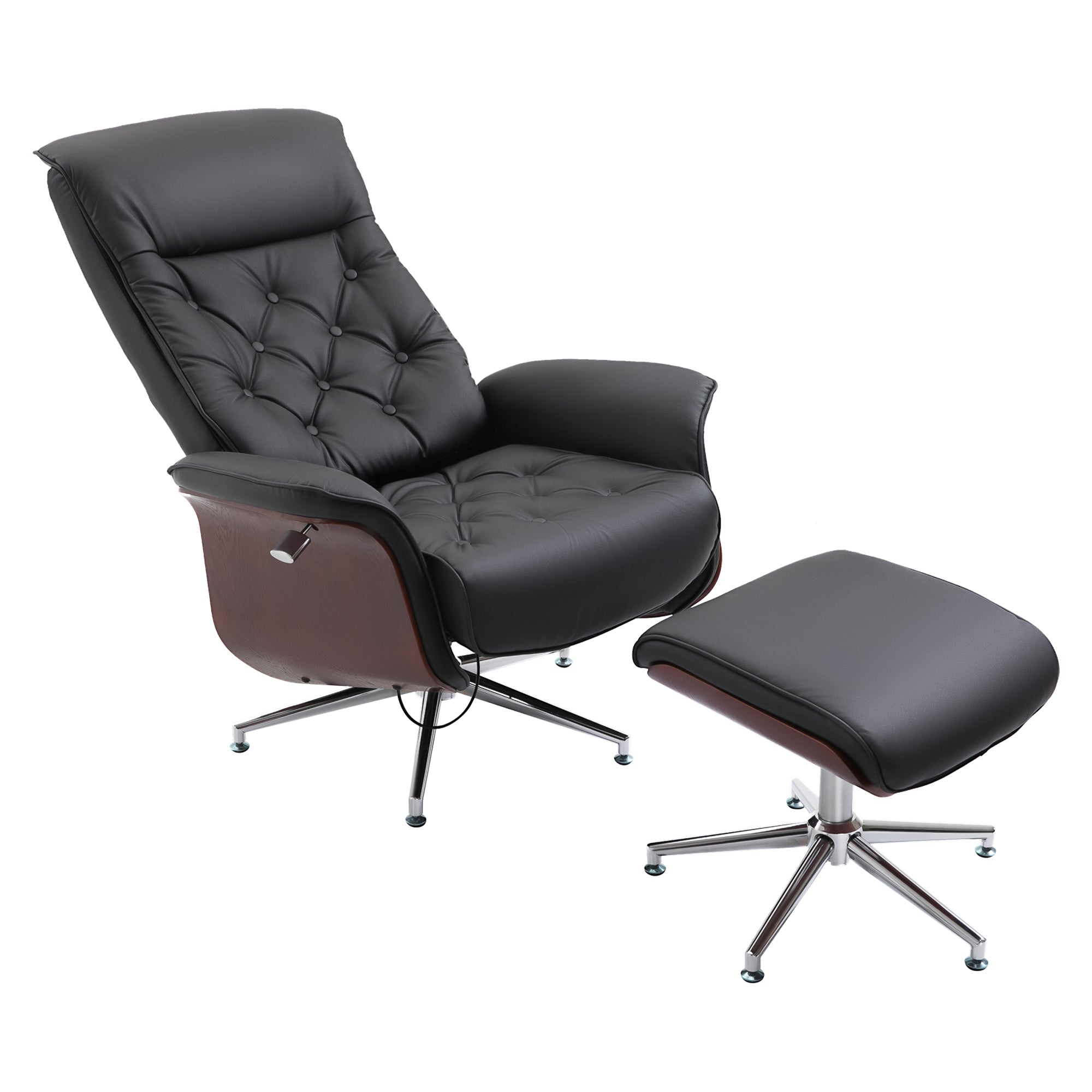HOMCOM Relaxsessel mit Hocker 360° drehbar 145° neigbar Chesterfield