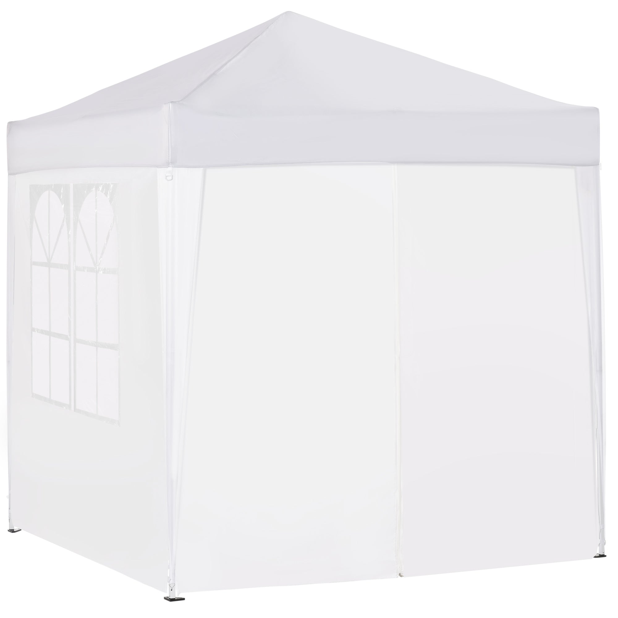 Outsunny Faltpavillon, Bierzelt, 4 abnehmbare Seitenwände, 2 Fenster, Metallrahmen, 2 x 2m, Weiß