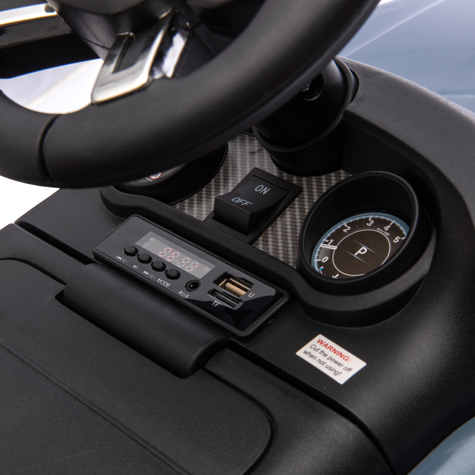 AIYAPLAY Elektro Kinderauto 6V, Land Rover, Fahr-/Schiebemodus, Scheinwerfer, Musik, Hellblau