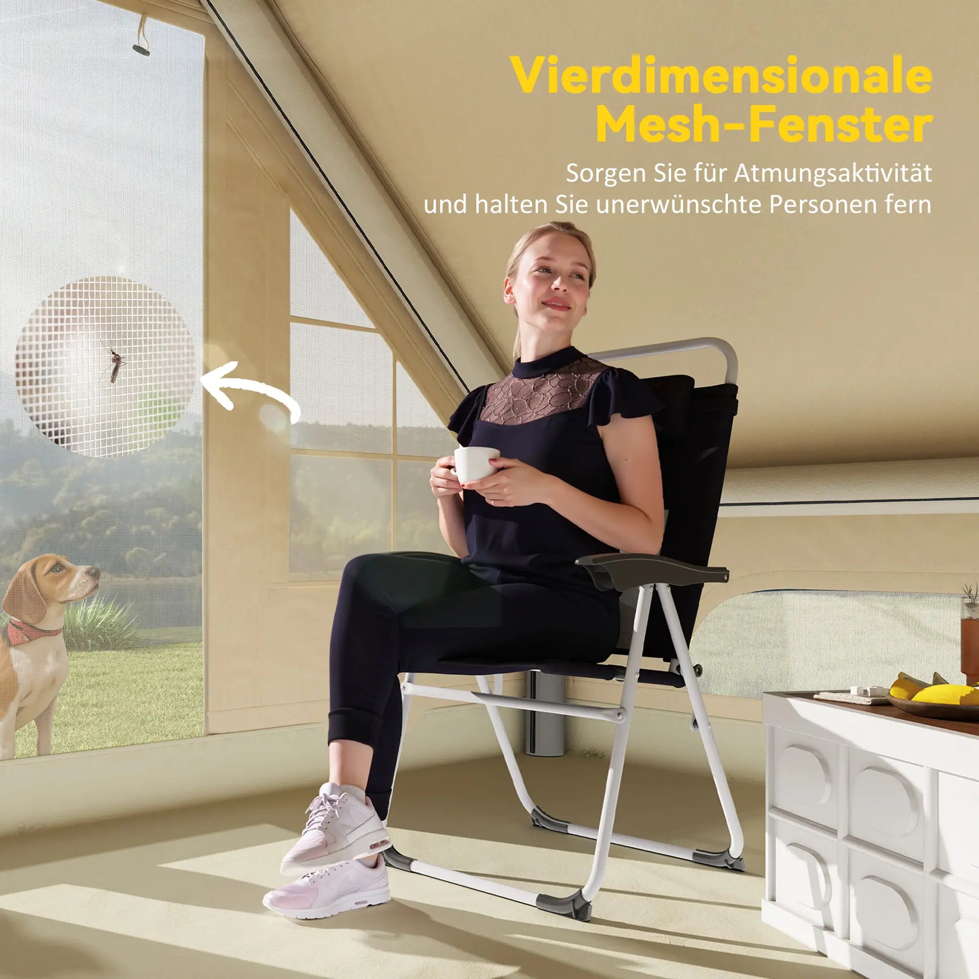 Outsunny Aufblasbares Campingzelt, 3 Personen, mit Luftpumpe & Tasche