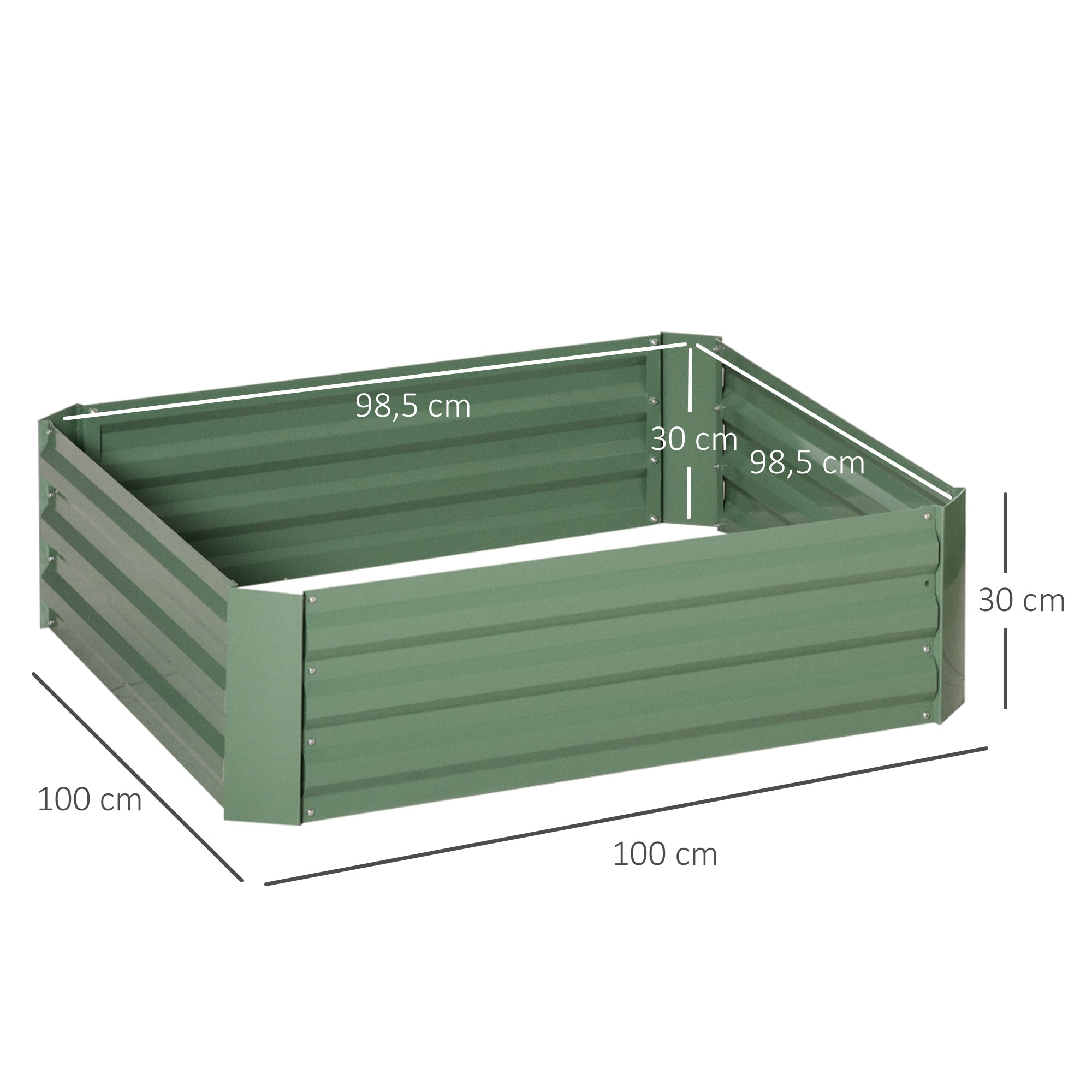 Outsunny Pflanzkasten, 2er-Set, Blumenkasten, offener Boden, Stahlrahmen, grün, (2 x) 100 x 100 x 30 cm