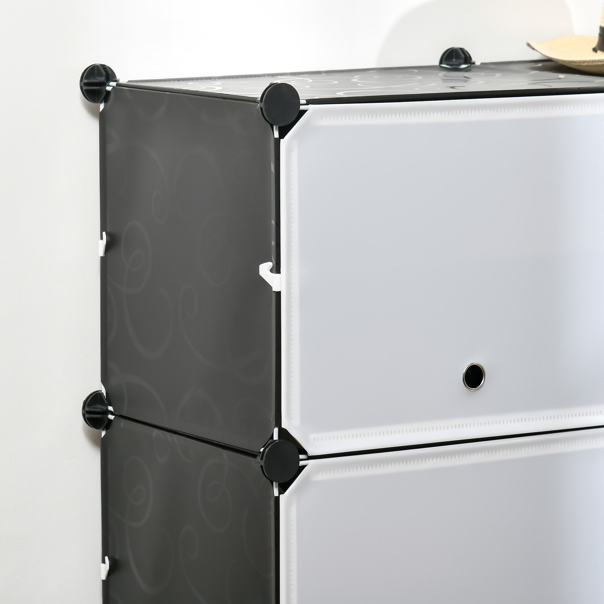 HOMCOM Modulares Regalsystem, Steckregal, zusammensetzbar aus 12 Würfeln 125 x 32 x 125 cm, Kunststoff+Stahl Schwarz