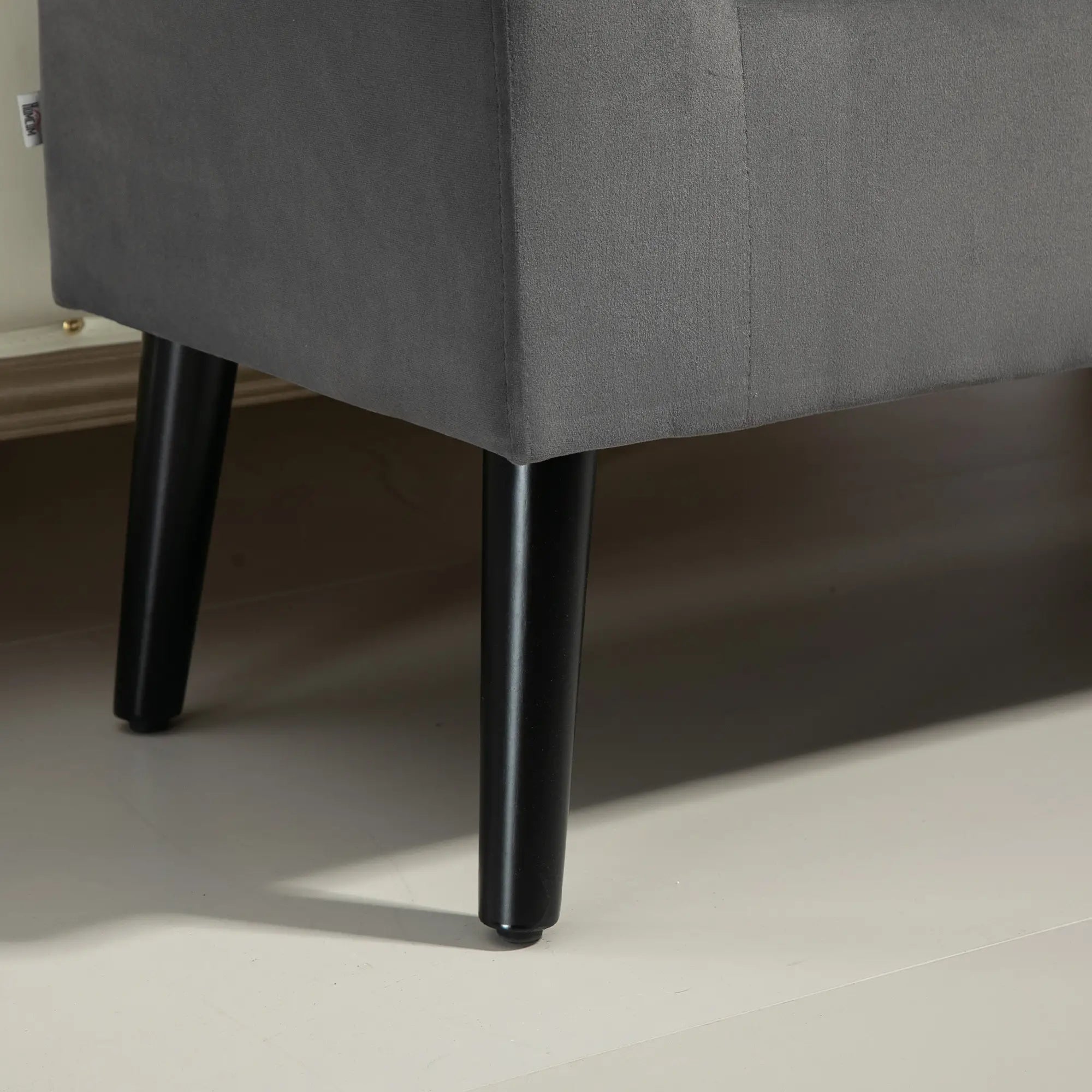 HOMCOM Polsterbank mit Stauraum, Truhenbank mit Armlehnen, 46 cm Sitzhöhe, samtartiges Polyester, 111,5 x 41 x 65 cm, Dunkelgrau