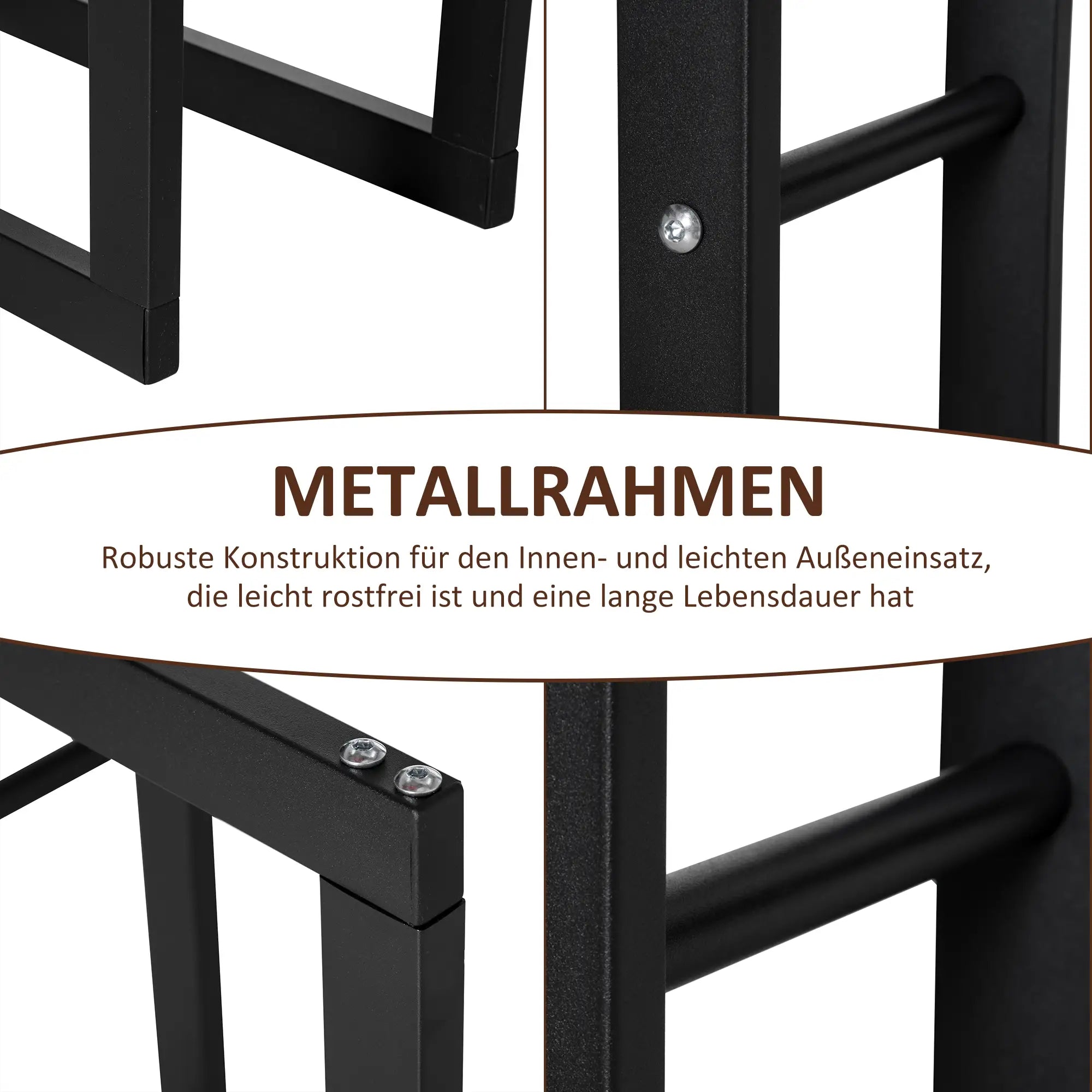 HOMCOM Kaminholzregal Metall 60 x 25 x 100 cm Brennholzregal Stapelhilfe Stahlrahmen bis 100kg Kaminholzunterstand Outdoor Holzregal Feuerholzregal für Garten Terrasse Außen Schwarz