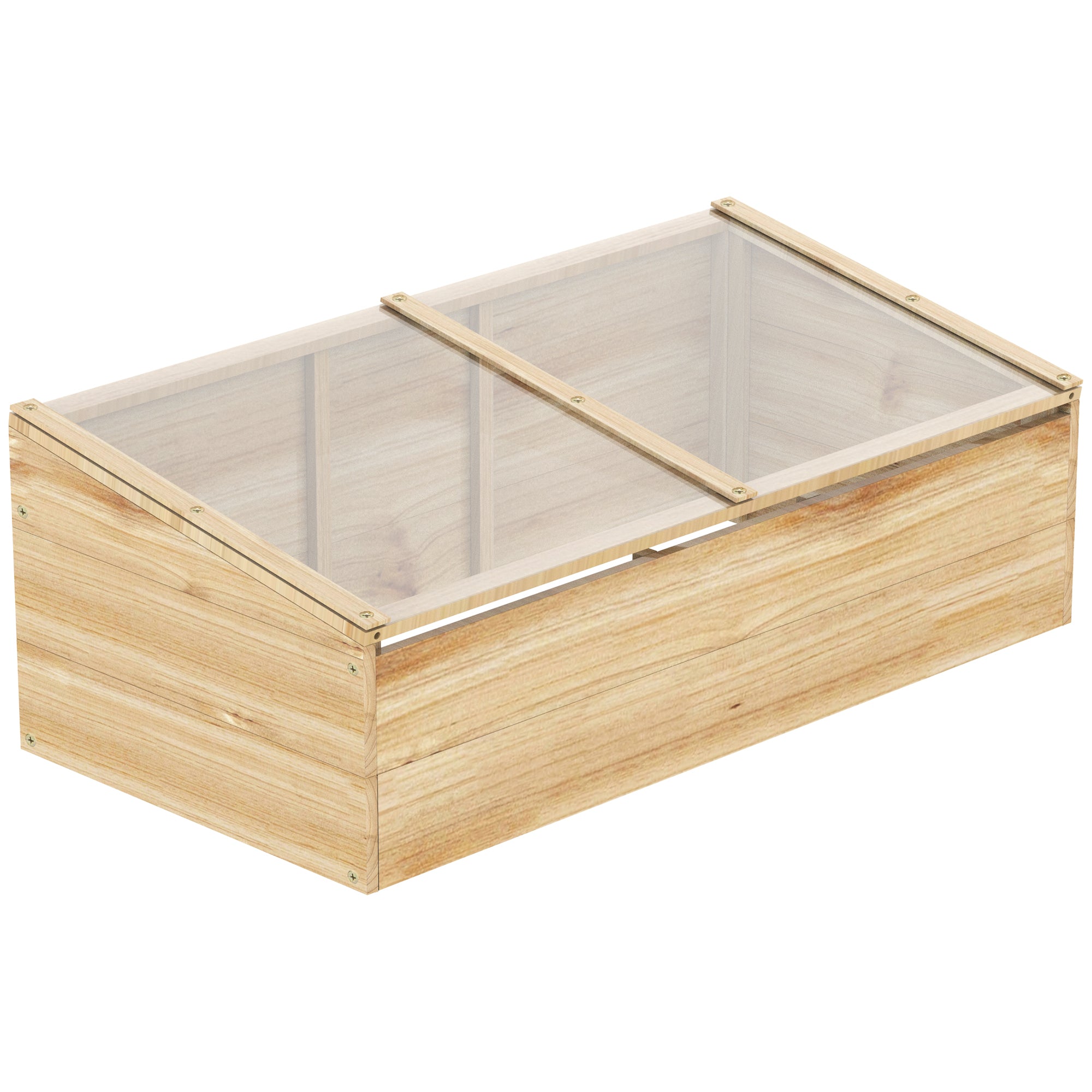 Outsunny Gewächshaus Holz Frühbeet Frühbeetkasten Treibhaus Garten & Pflanzkasten-System für Garten Balkon, 100 x 50 x 35 cm, Natur, Tanne, PC-Platte