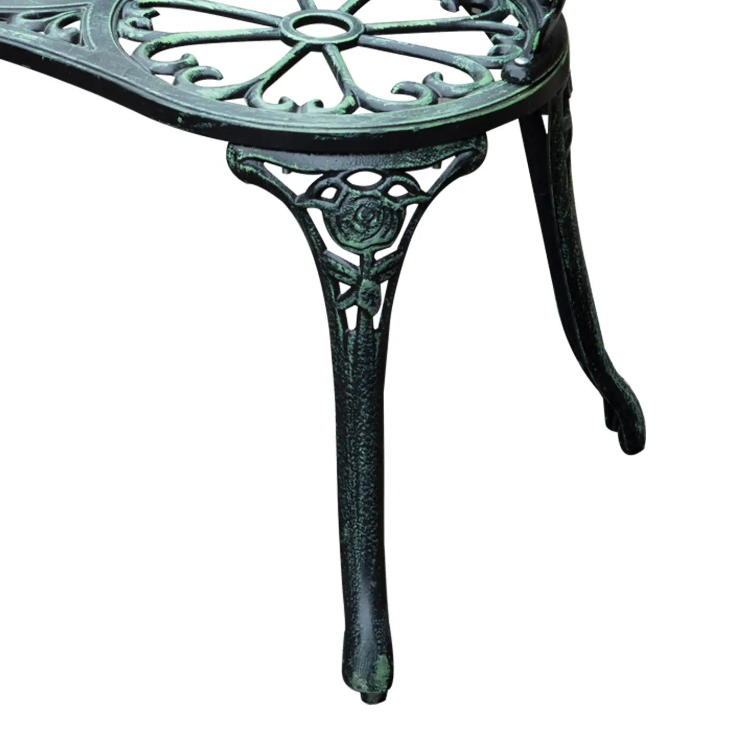 Outsunny Gartenbank 2-Sitzer Blumenmuster Gussaluminium Antik Grün
