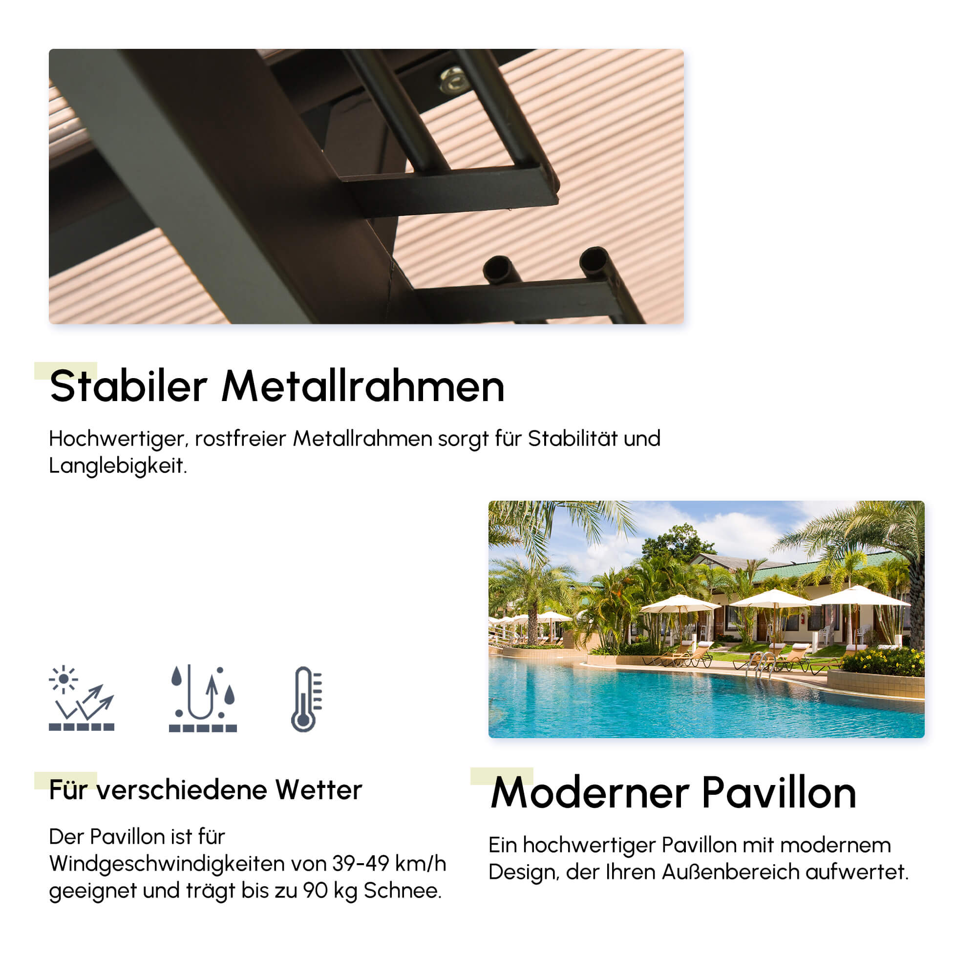 Outsunny Pavillon mit Polycarbonatdach, Vorhänge mit Fliegennetz, Alugestell, dunkelgrau, 3 x 4 x 2,6 m