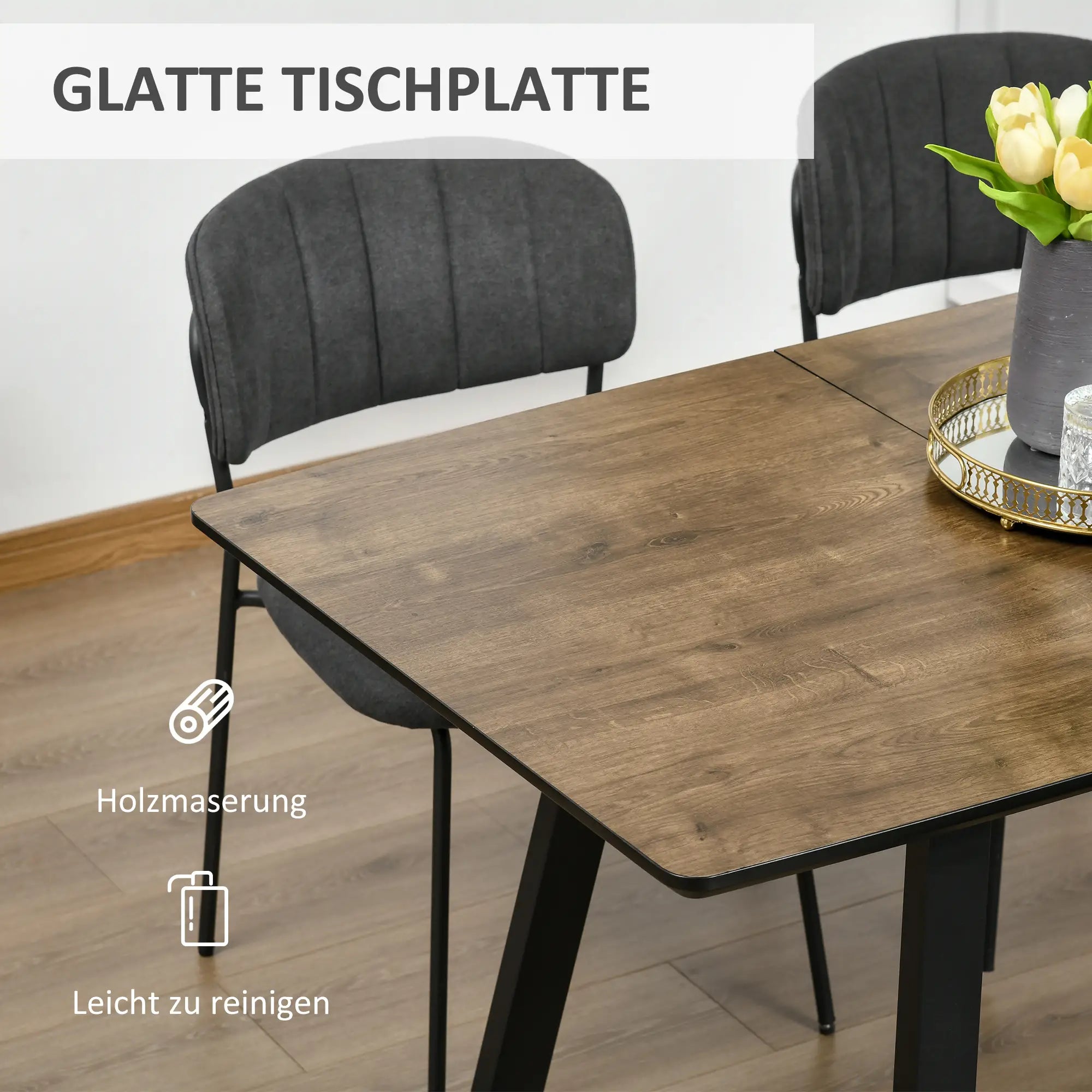 HOMCOM Esstisch ausziehbar Loft-Stil große Tischplatte