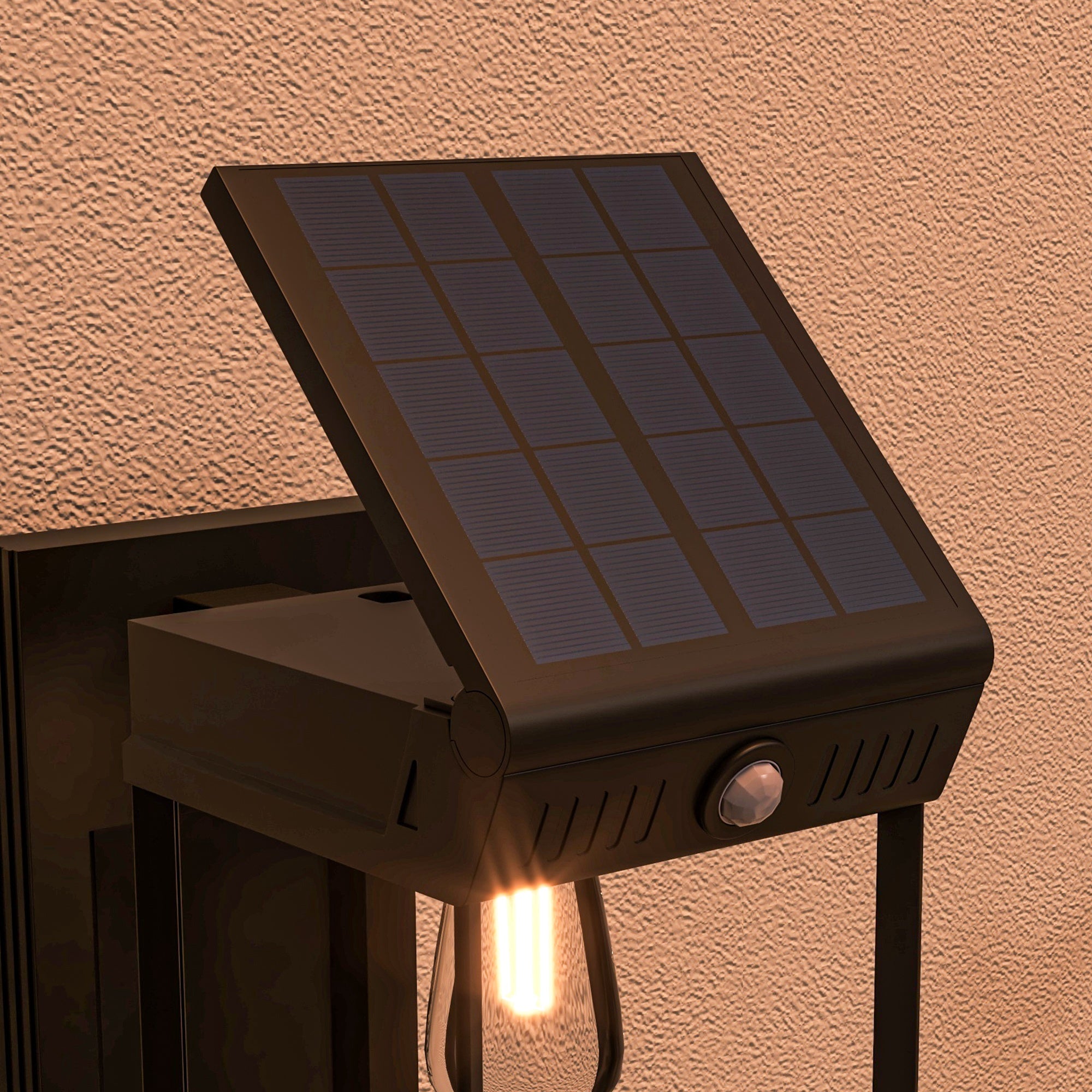 Outsunny Garten-Solarlicht Außenleuchte Solarlampe, wetterbeständig, Bewegungssensor, 14 cm x 24 cm x 24 cm, Schwarz