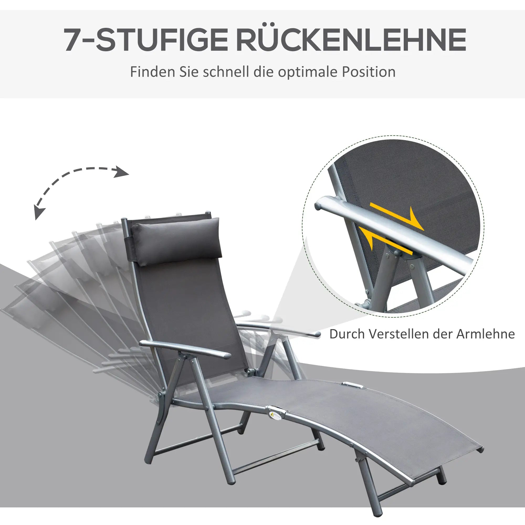 Outsunny Sonnenliege klappbar verstellbar mit Kissen Outdoor