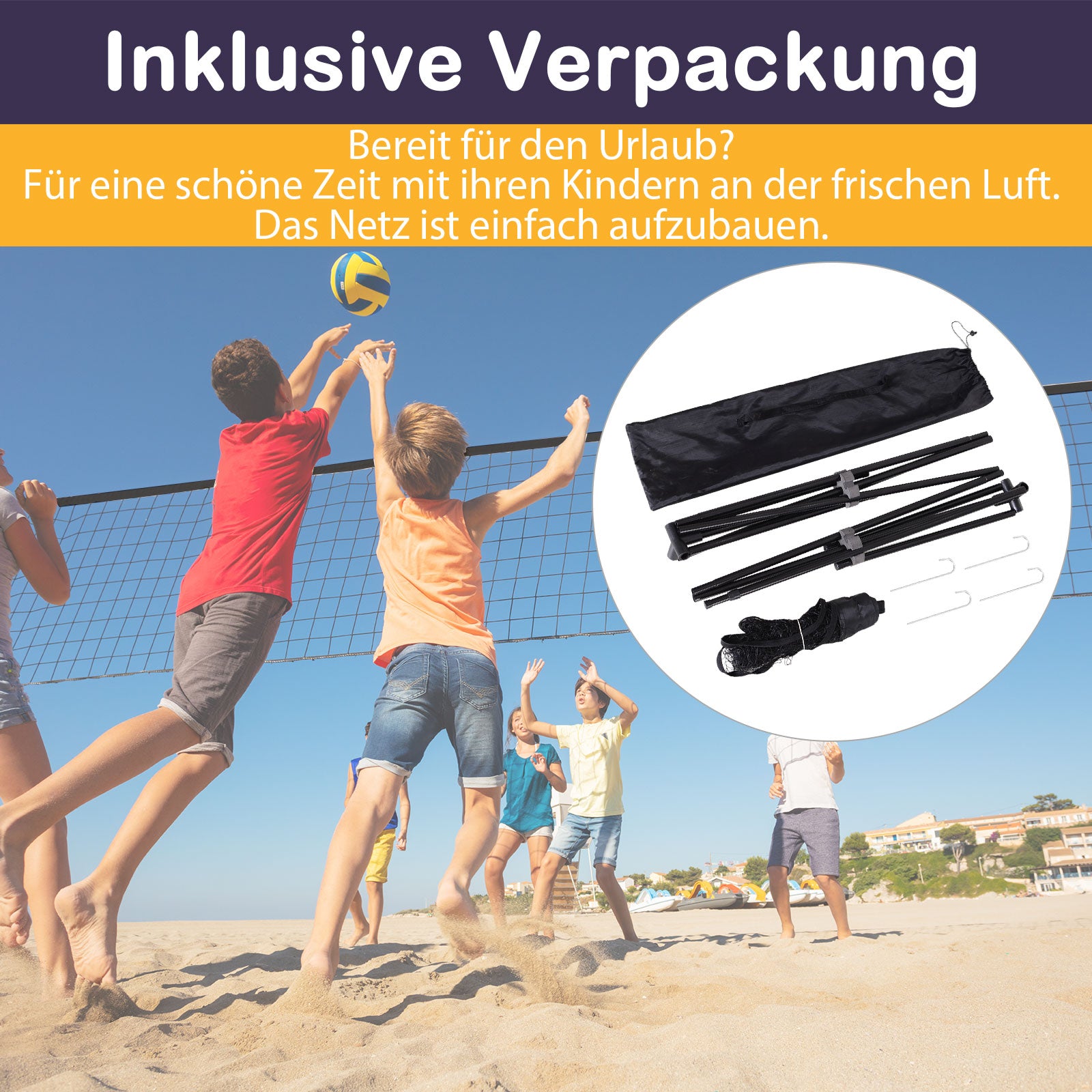 HOMCOM Badmintonnetz 94/158cm faltbares Volleyballnetz mit Transporttasche 2-Fach-Höhenverstellbar Tennisnetz Badminton Netz tragbares Set für Tennis Federballnetz für Garten Park Outdoor