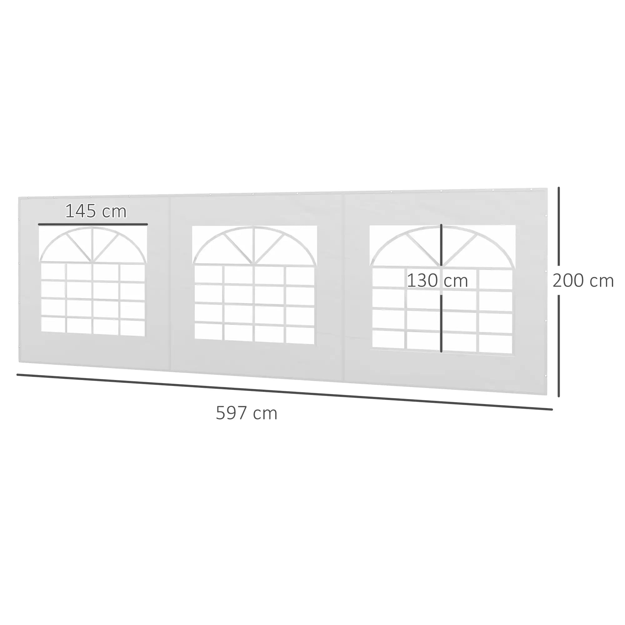 Pavillon Seitenteil 6x2?m mit Fenster, Weiß, UV-beständig
