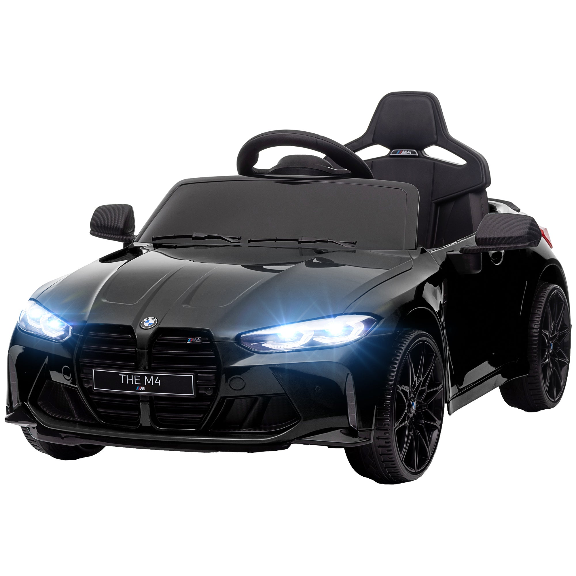 AIYAPLAY Elektro Kinderauto BMW M4, Sound & Licht, 3-5 km/h, inkl. Fernsteuerung, für 3-5 Jahre, Schwarz
