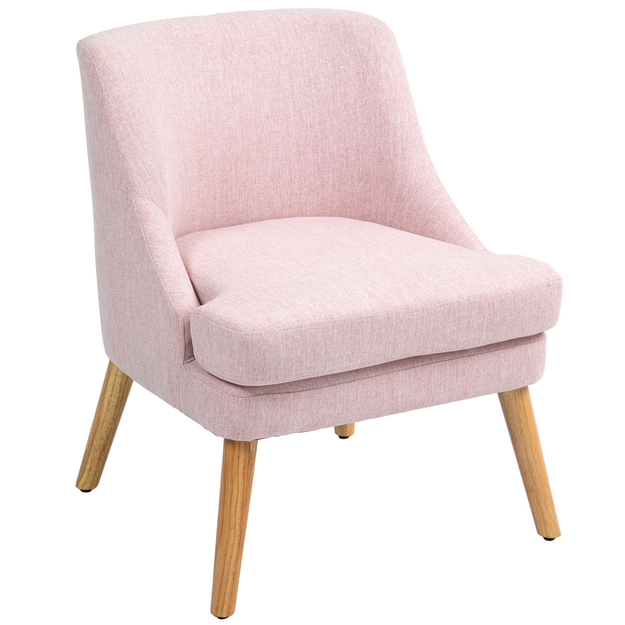 HOMCOM Akzentsessel im skandinavischen Stil, Samt, 25D-Schaumstoff, Hevea-Holzbeine, Beige, 63x69x79,5 cm