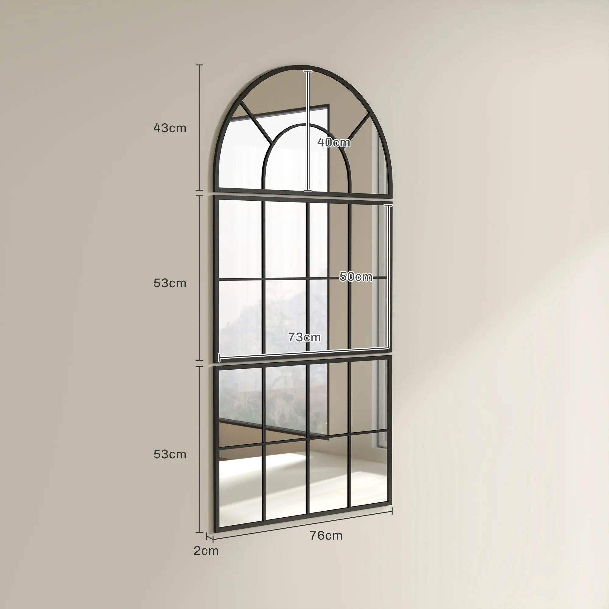 HOMCOM Wandspiegel 3-teilig Fensterdesign klare Reflexion