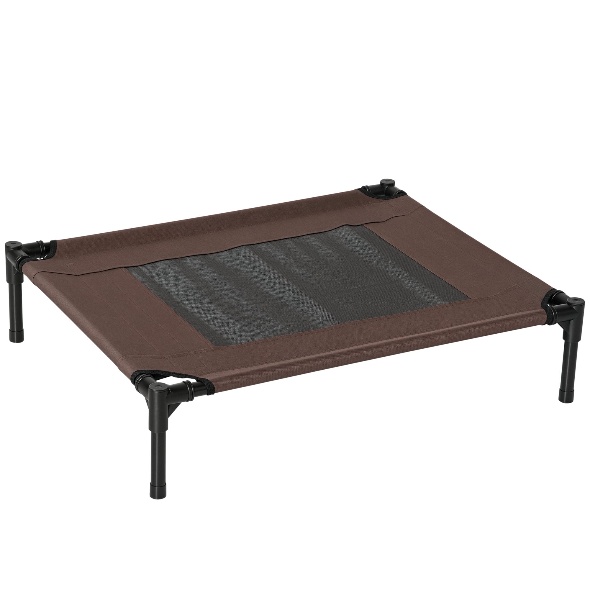 PawHut Hundeliege Outdoor, Erhöhtes Hundebett für Mittelgroße Groß Hunde, stabile Haustierliege mit Waschbares Mesh, Katzenbett Haustierbett Schlafplatz für Draußen Camping, 76 x 61 x 18 cm, Braun