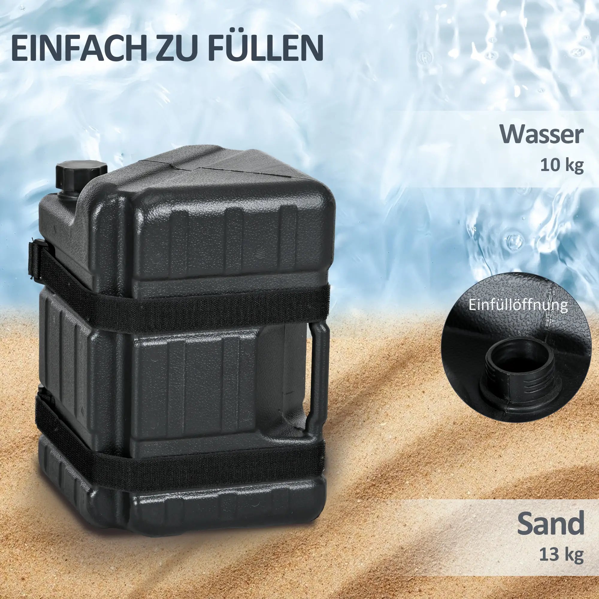 Outsunny Pavillongewichte 4er-Set HDPE Schwarz