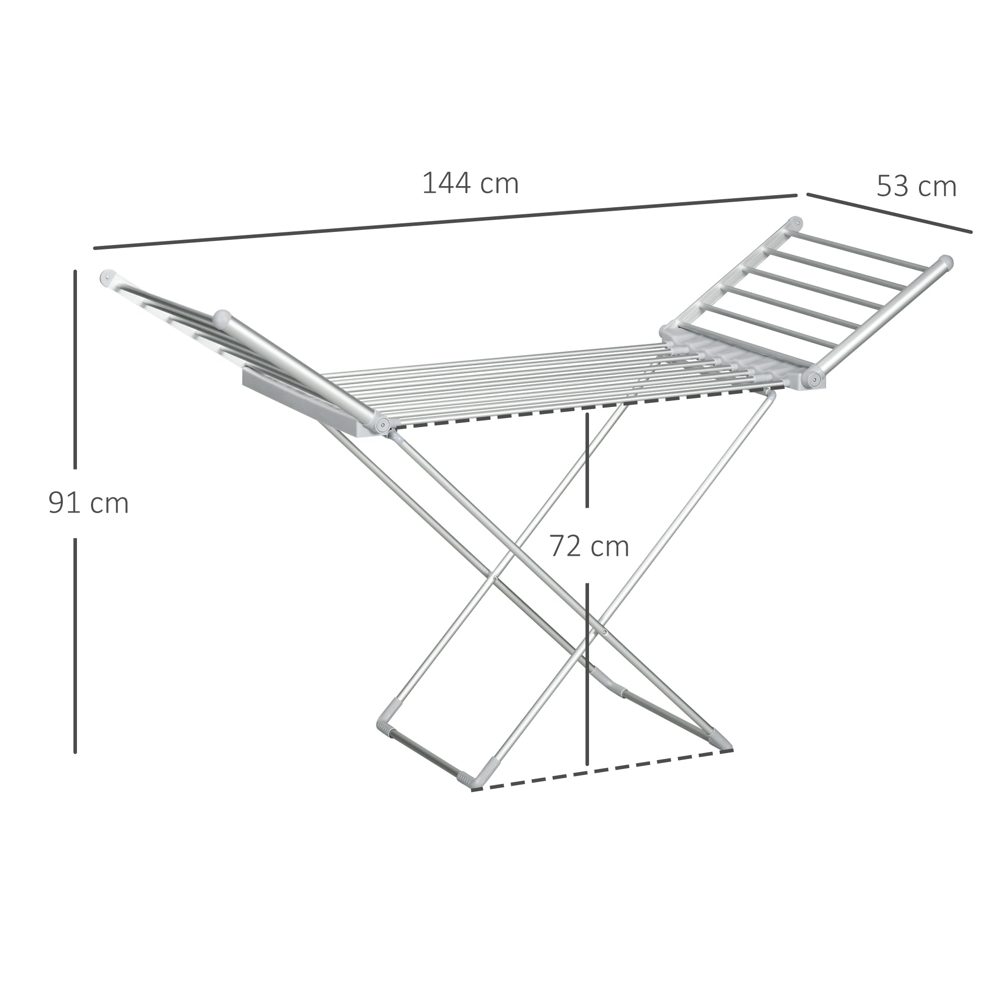 HOMCOM Wäscheständer mit Heizfunktion, 45-55 ℃, zusammenklappbar, 144L x 53B x 96H cm