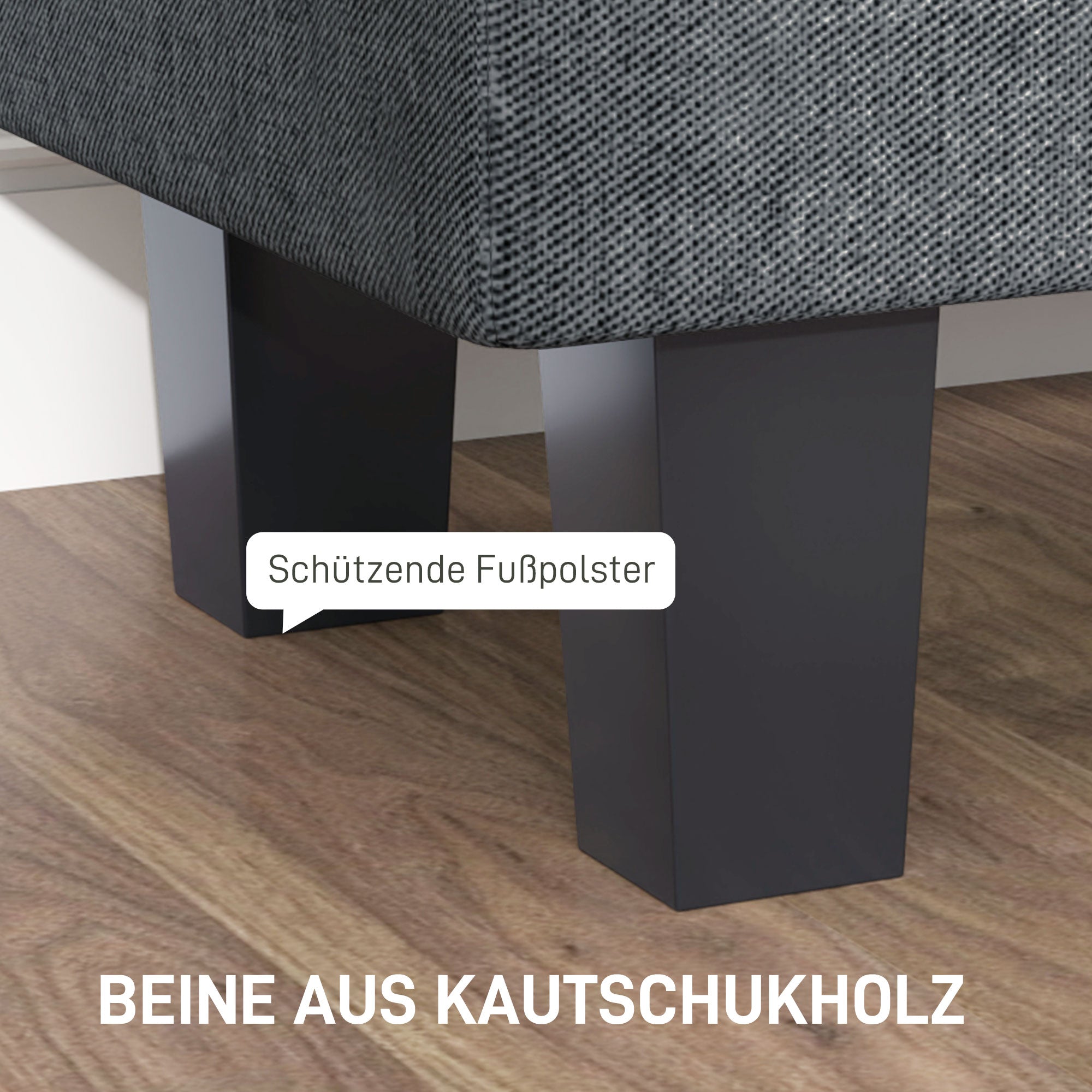 HOMCOM Stauraum-Polsterbank in Leinenoptik, mit Kautschukholzbeinen, für Wohnzimmer, Schlafzimmer, Flur, Dunkelgrau