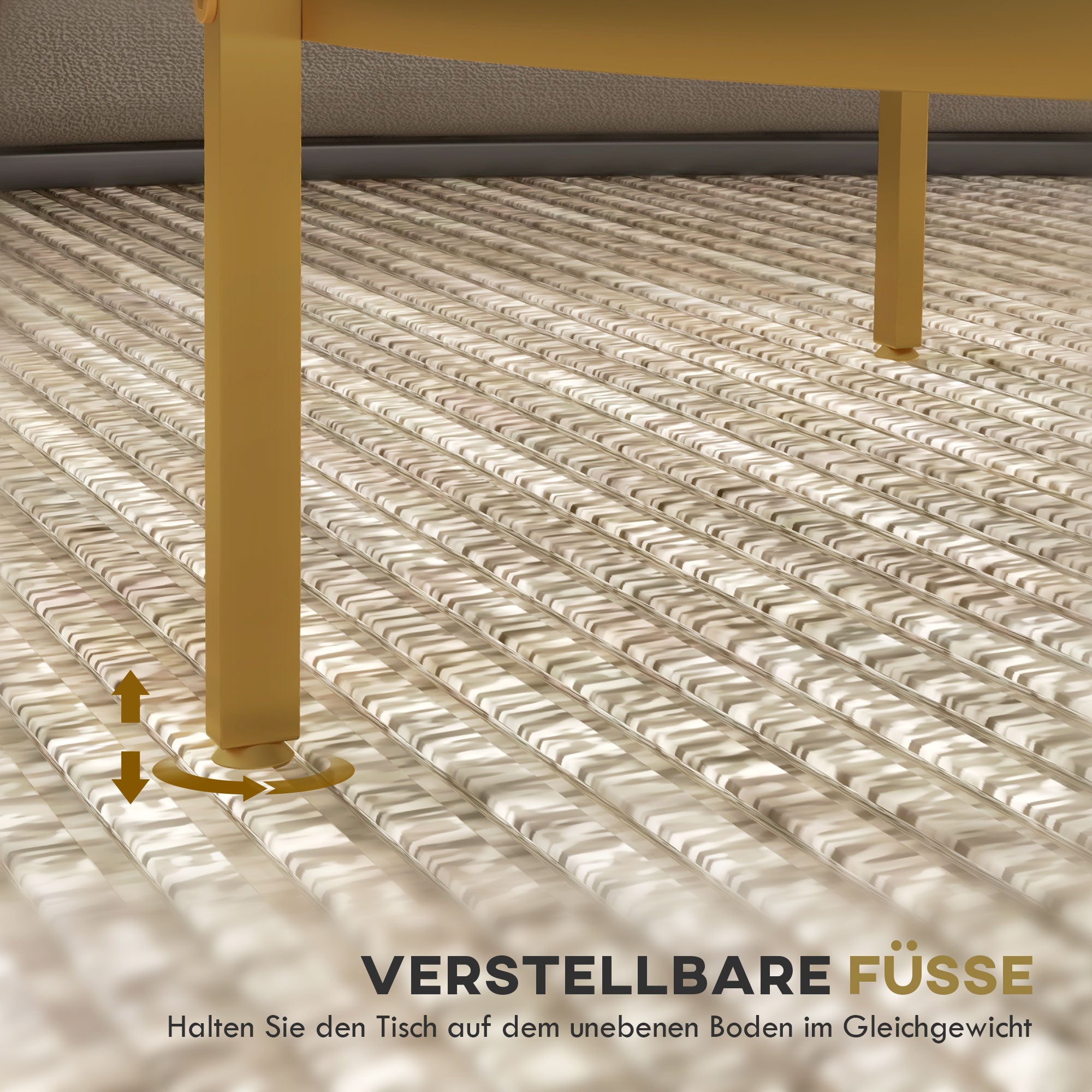 HOMCOM Beistelltisch, modernes Design, 2 Etagen, Ø60x43H cm, Goldton