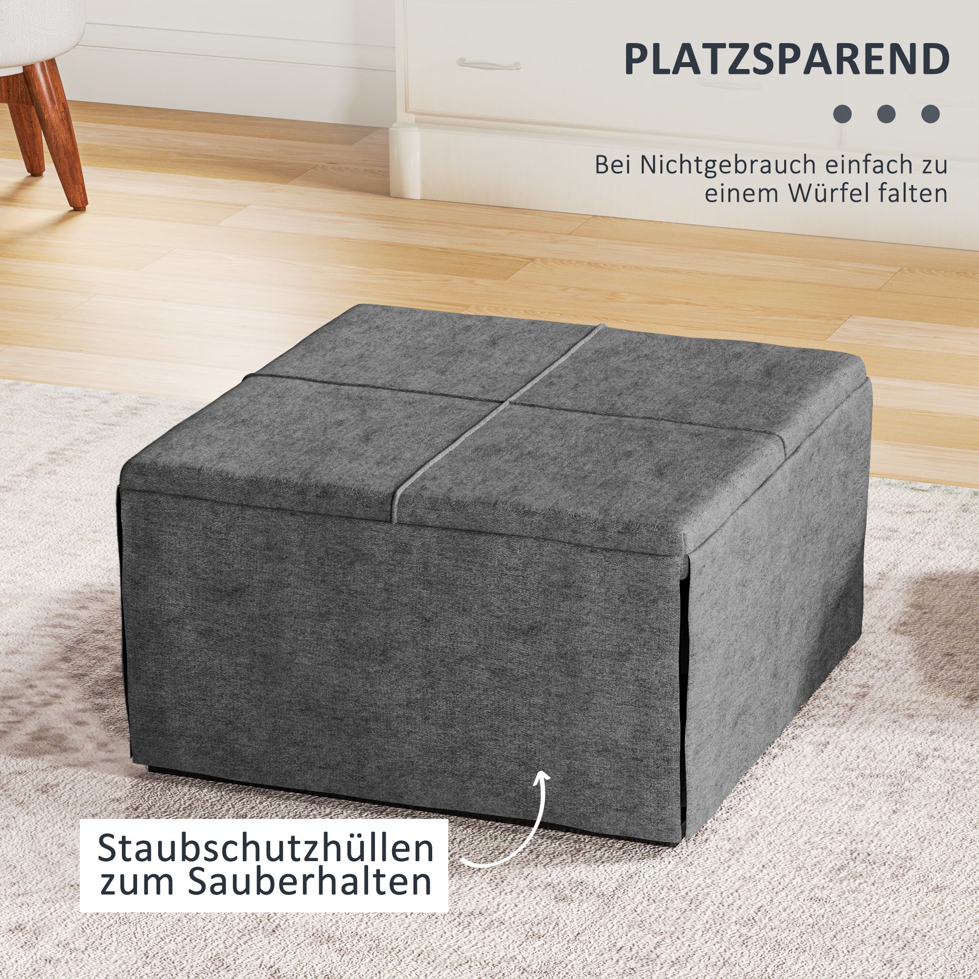 HOMCOM Klappbett, mit Matratze und Schutzabdeckung, 190 x 69 x 38,5 cm, Grau