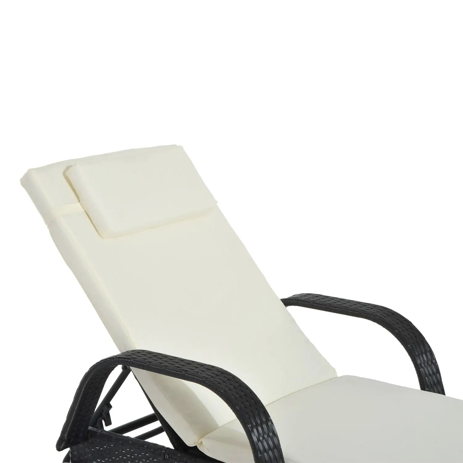 Outsunny Gartenliege Polyrattan mit Rollen 5-fach verstellbar