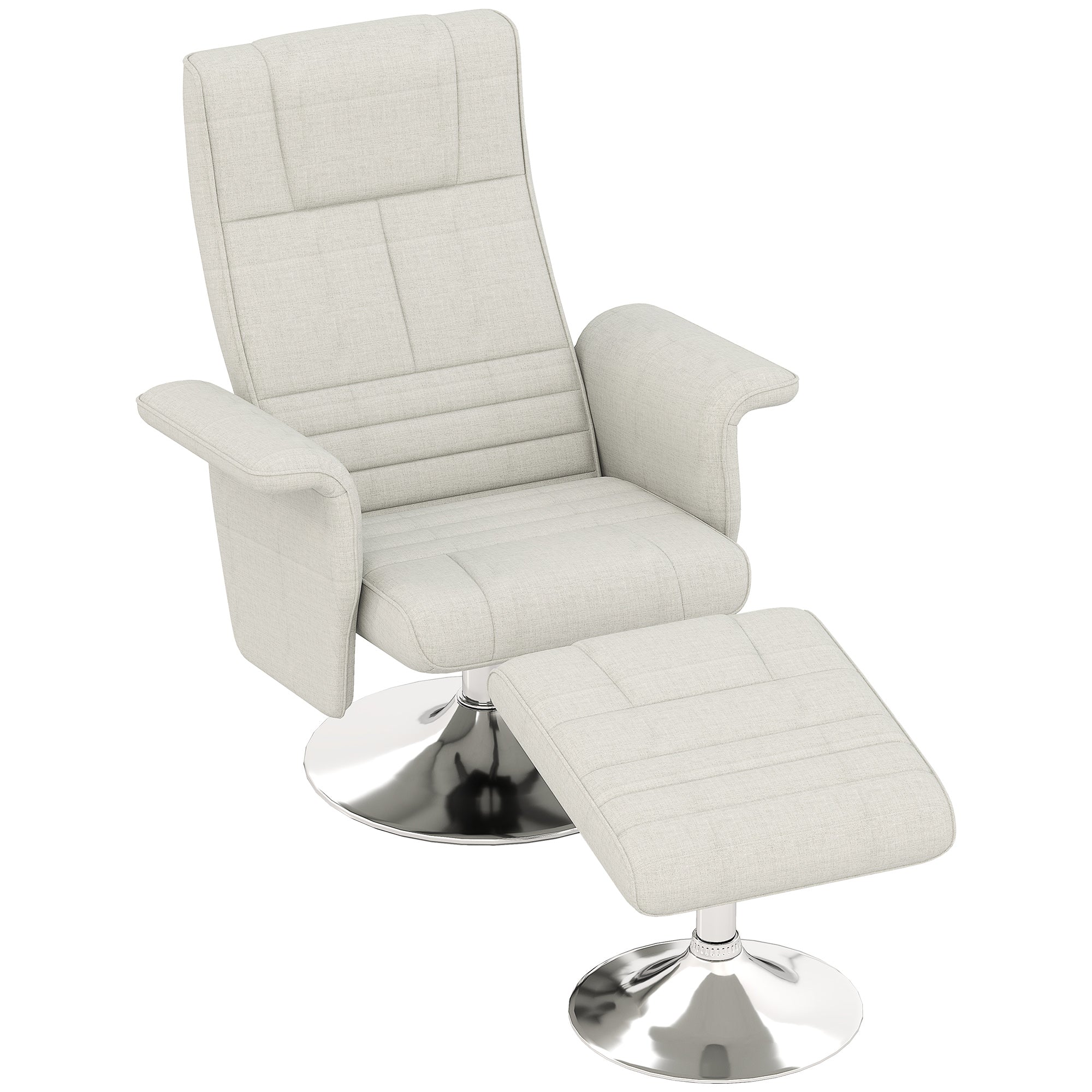 HOMCOM Massagesessel mit Hocker, neigbare Lehne, 78 x 95 x 88 cm, Creme