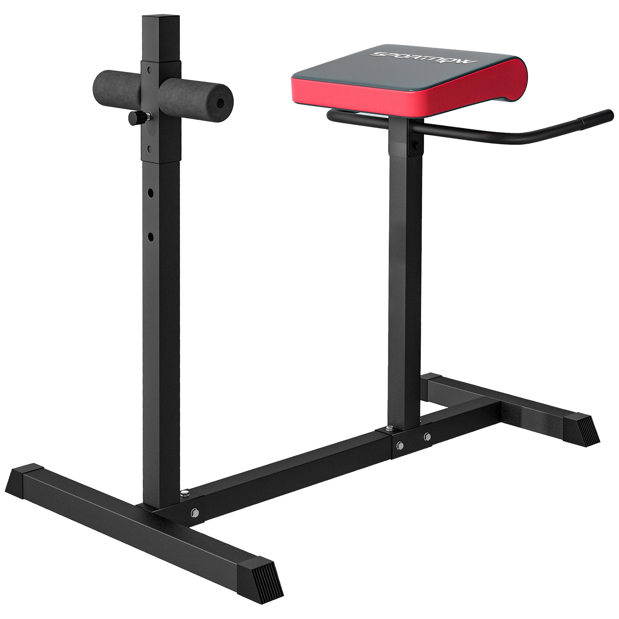 SPORTNOW Rückentrainer & Bauchtrainer – 6-fach verstellbar, Stahl, Schwarz