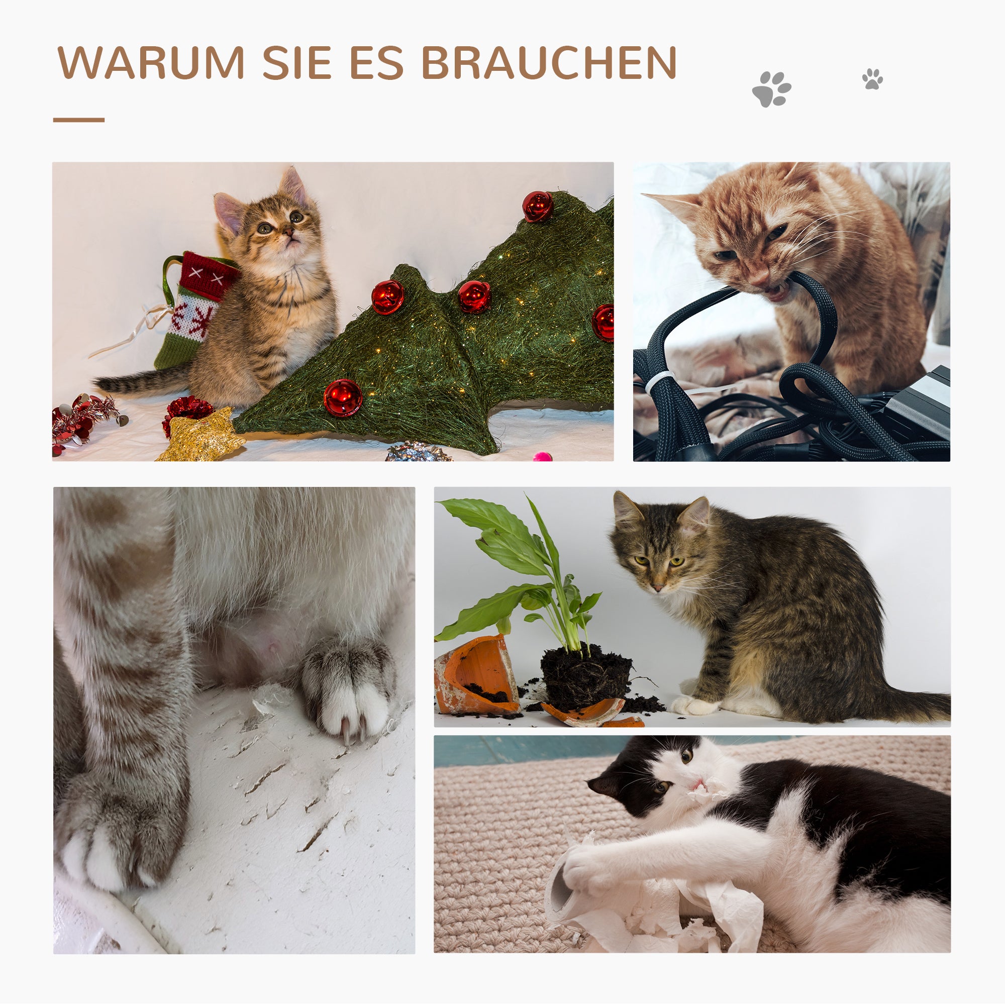 PawHut Kratzbaum Rattan 95 cm Höhe 3-Stufiger Katzenbaum mit Platform, Katzenbett, Kletterbaum mit Katzenhöhle Sisalstämmen Spielbälle Katzenmöbel Sisal Natur+Beige