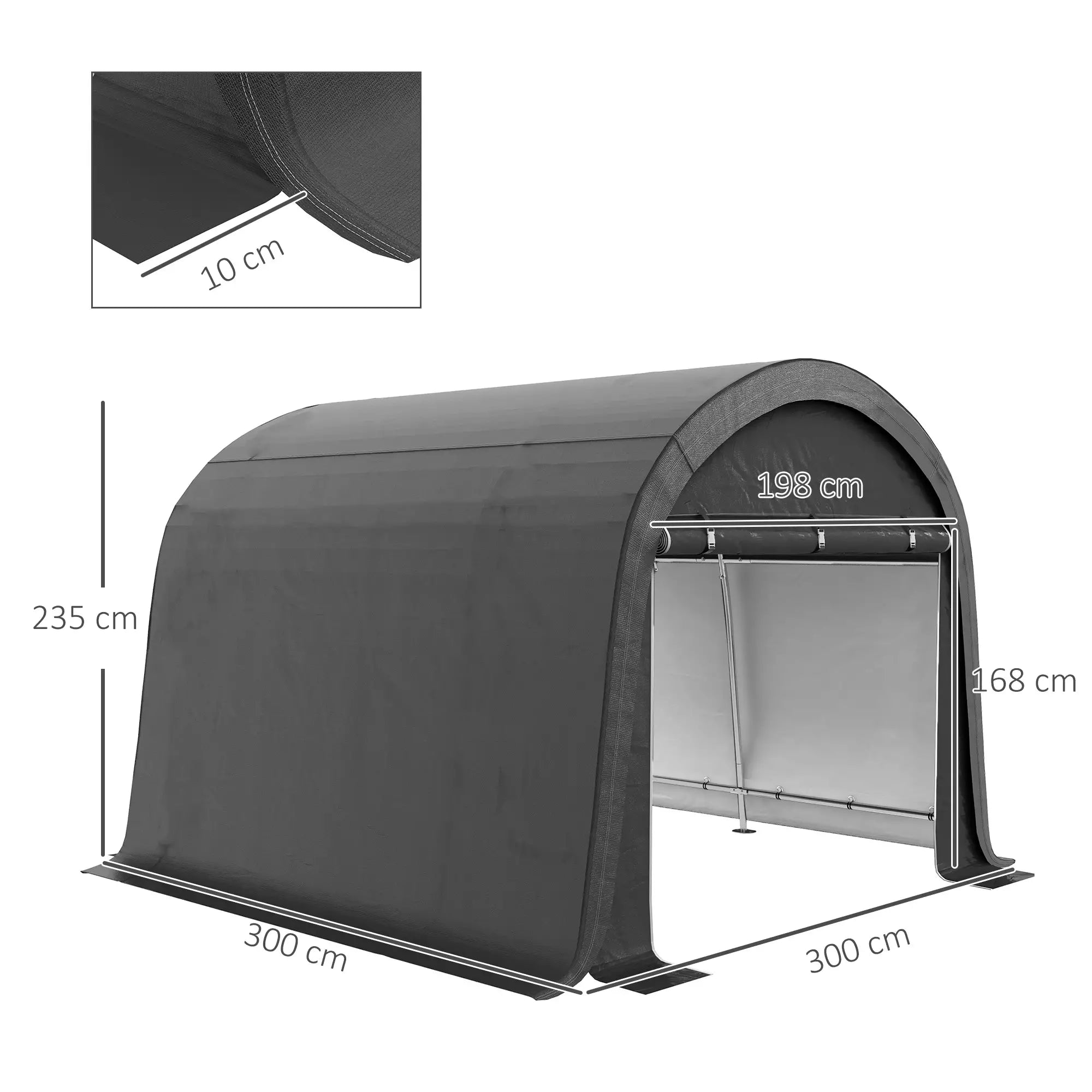 Foliengerätehaus 3x3 m mit UV-Schutz & Rolltor, Grau