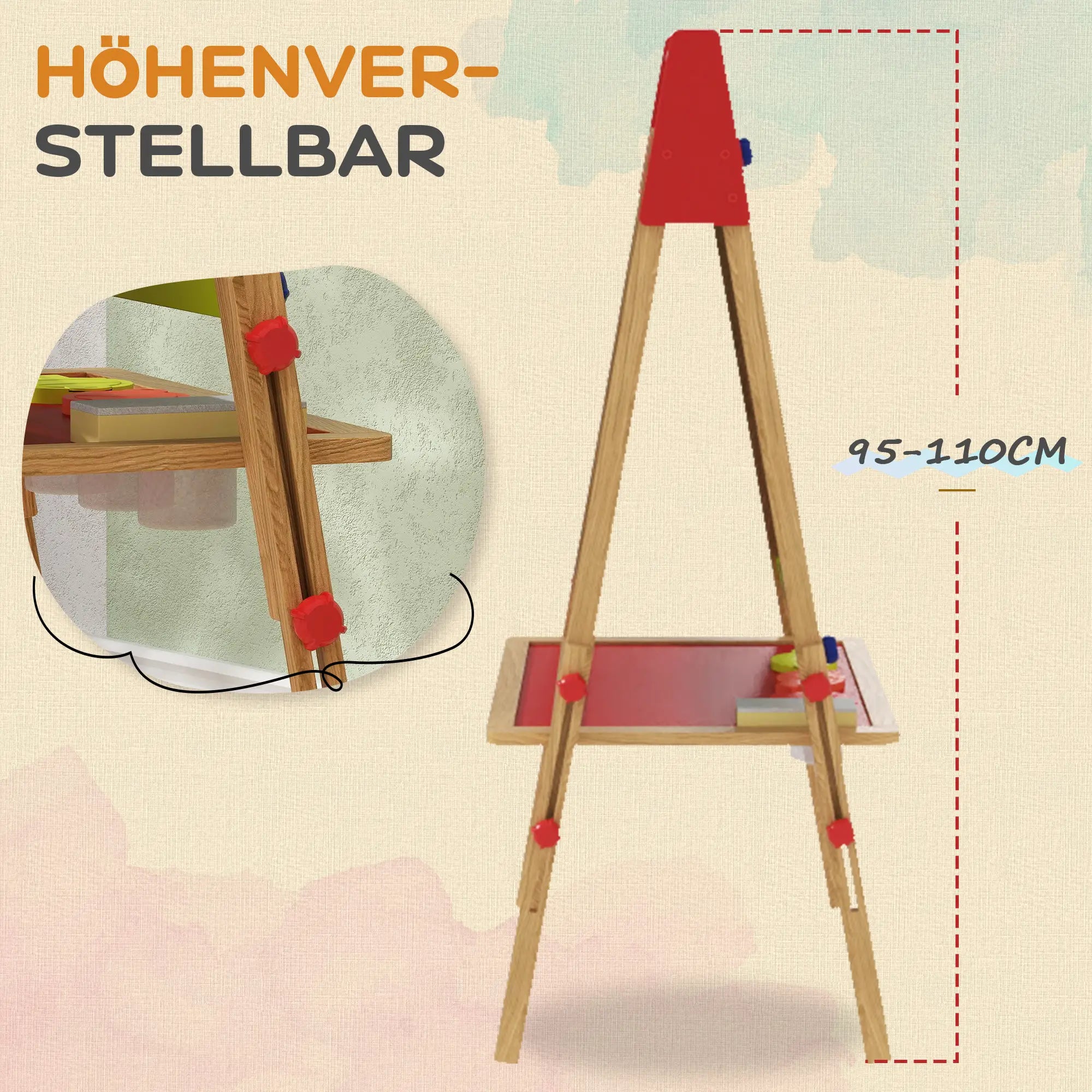 AIYAPLAY 3-in-1 Kindertafel höhenverstellbar – Naturholz