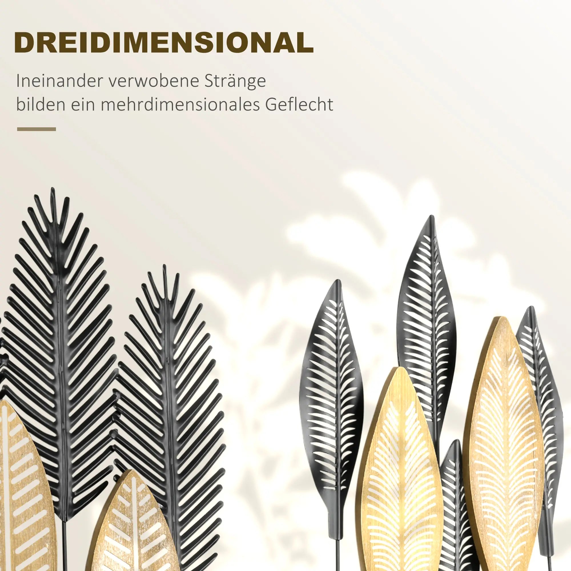 HOMCOM 3D Wandbild 2er-Set mit Aufhängung Eisen Schwarz Natur