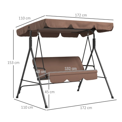 Outsunny 3-Sitzer Hollywoodschaukel mit verstellbarem Dach