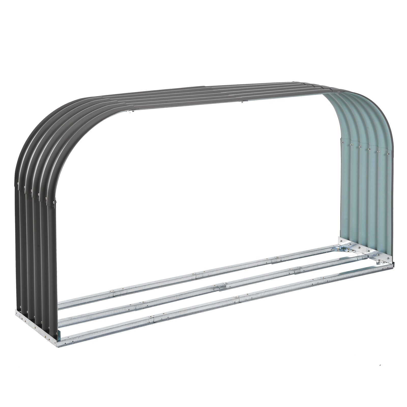 Outsunny Brennholzregal Holzregal, wetterbeständig, Stahl,  212 cm x 46 cm x 112 cm, Grau