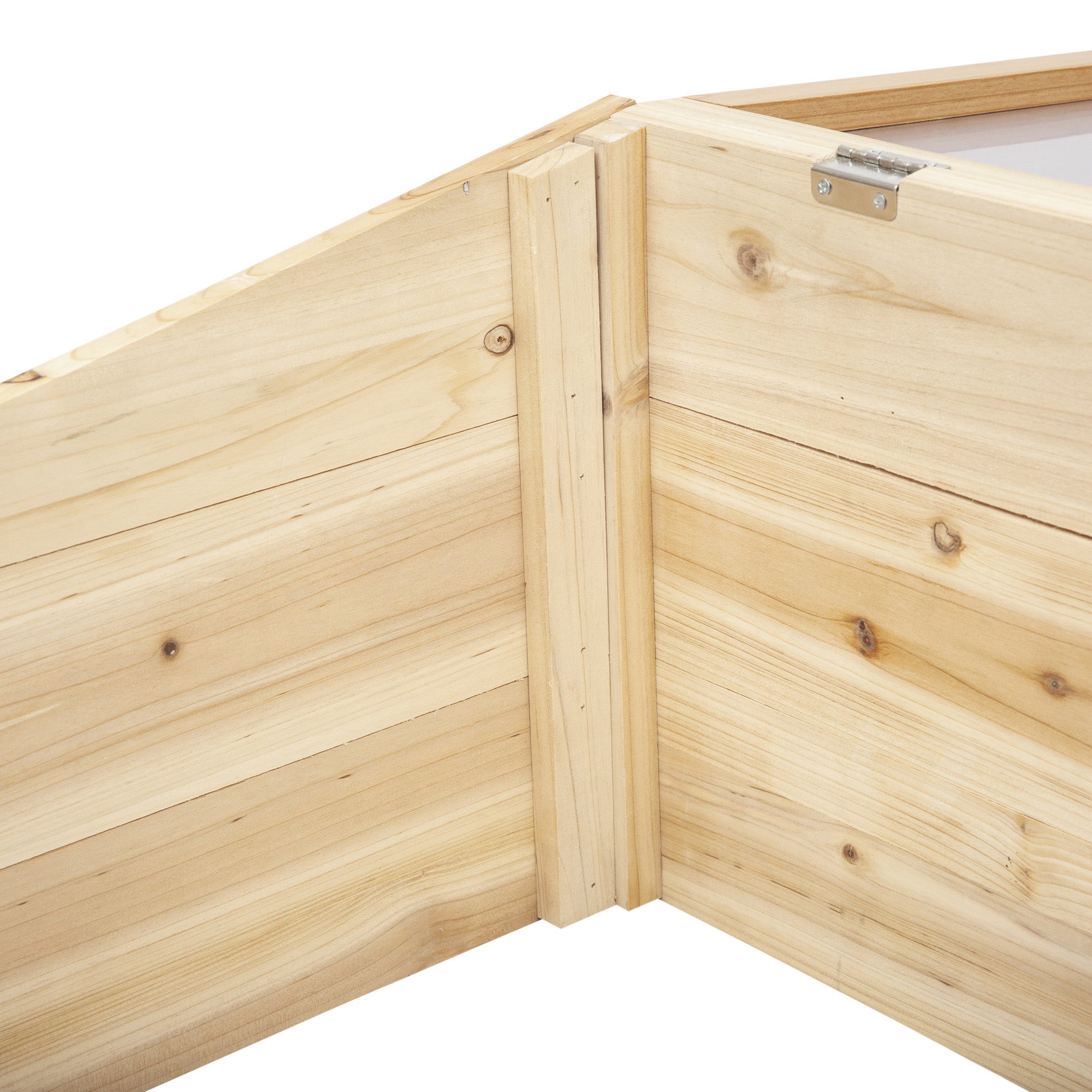 Outsunny Gewächshaus Holz Frühbeet Frühbeetkasten Treibhaus Garten & Pflanzkasten-System für Garten Balkon, 100 x 50 x 35 cm, Natur, Tanne, PC-Platte