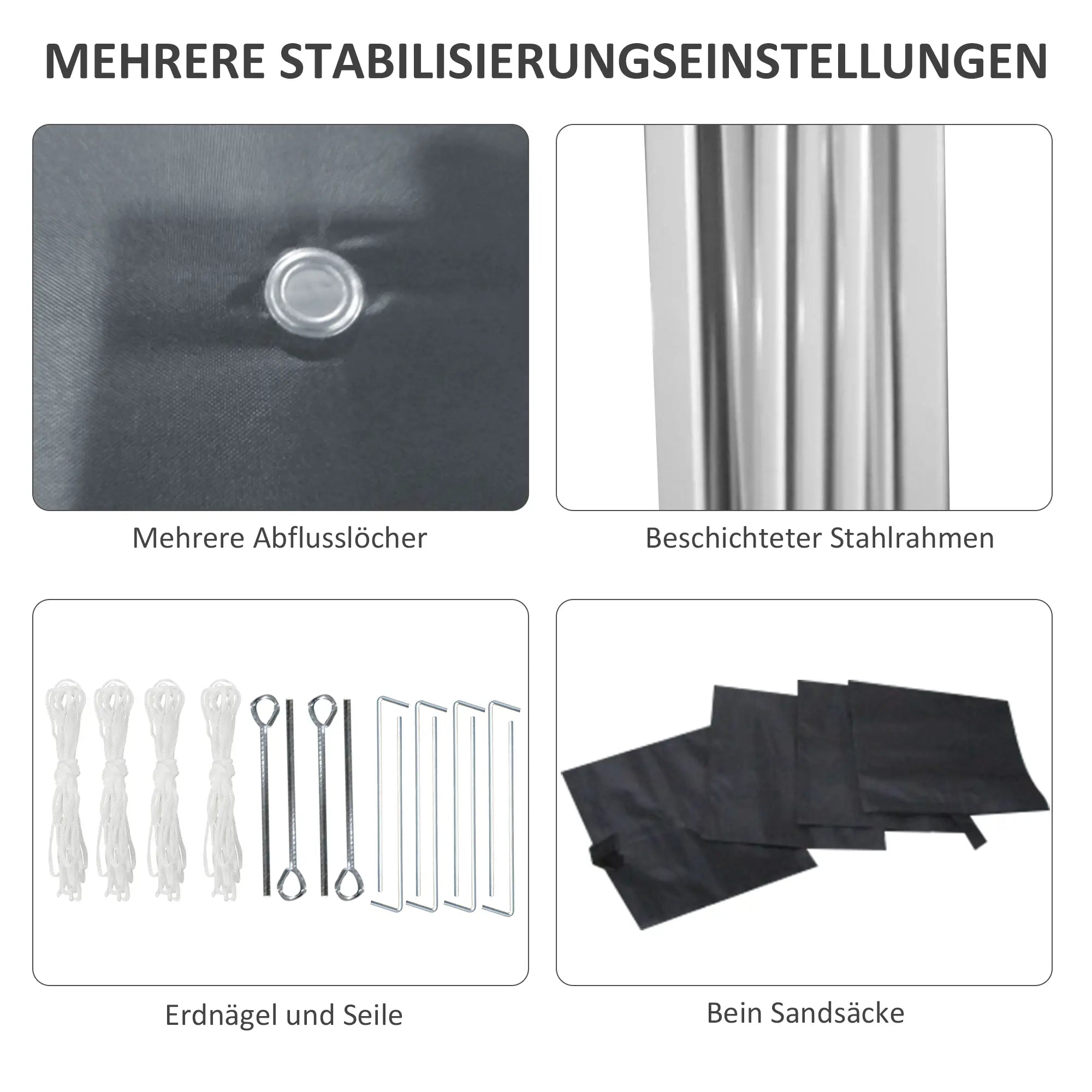 Outsunny Faltpavillon 3×3?m Dunkelgrau mit Seitenwänden