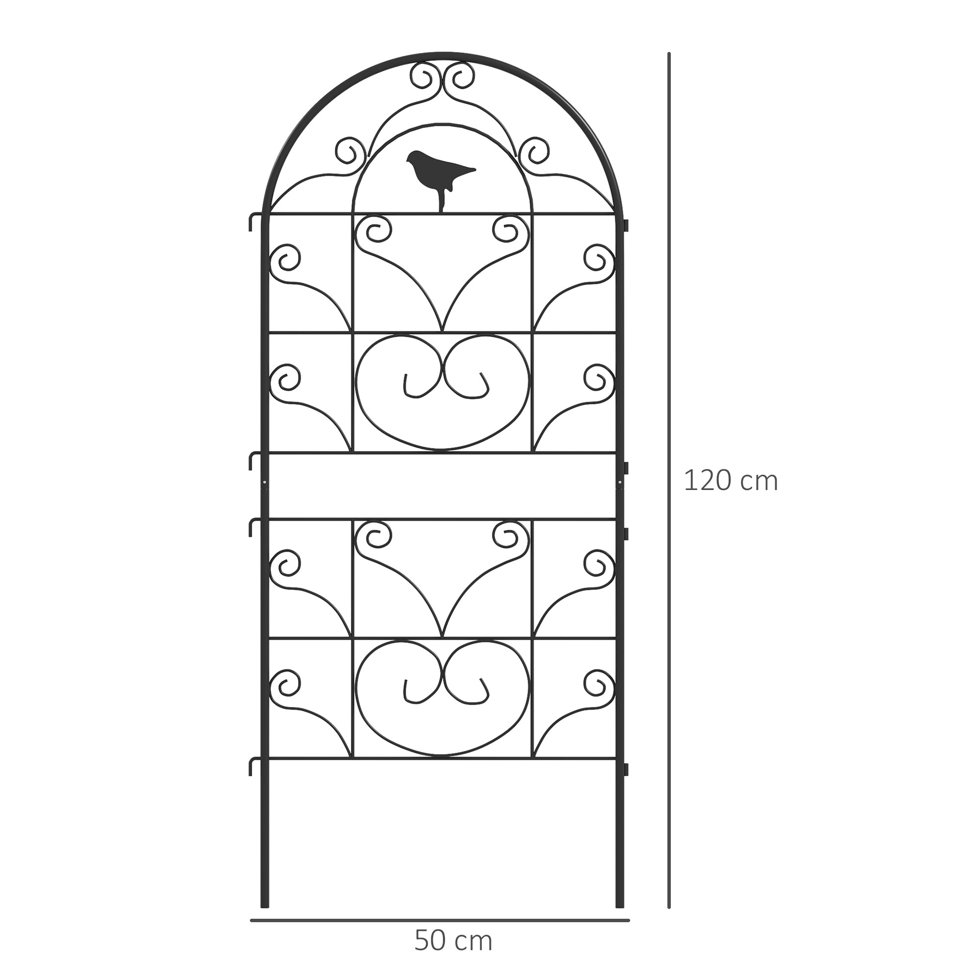 Outsunny Rankgitter Metall 2er Set zum Stecken rostfrei Rankhilfe mit Vogeldesign für Kletterpflanzen 50x120 cm Schwarz