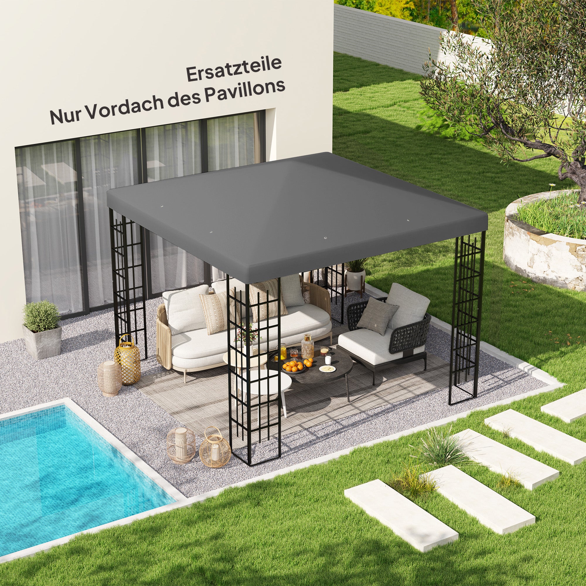Outsunny Ersatzdach 3×3?m Dunkelgrau