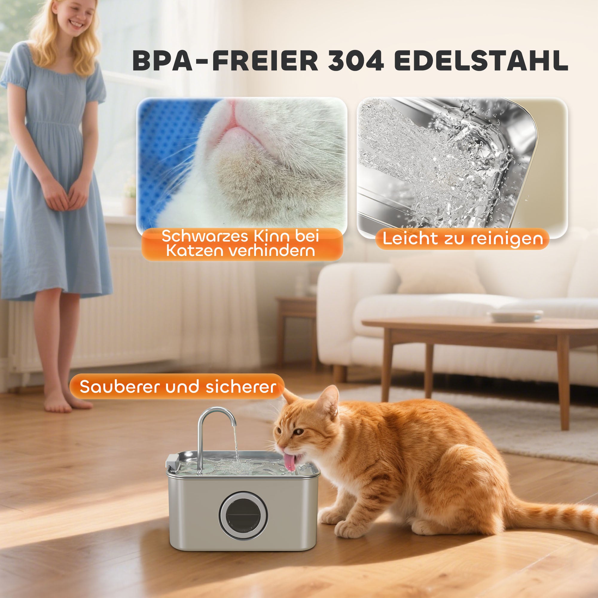 PawHut Katzenbrunnen 3,2L Trinkbrunnen für Katzen mit leiser Pumpe Aktivkohlefilter