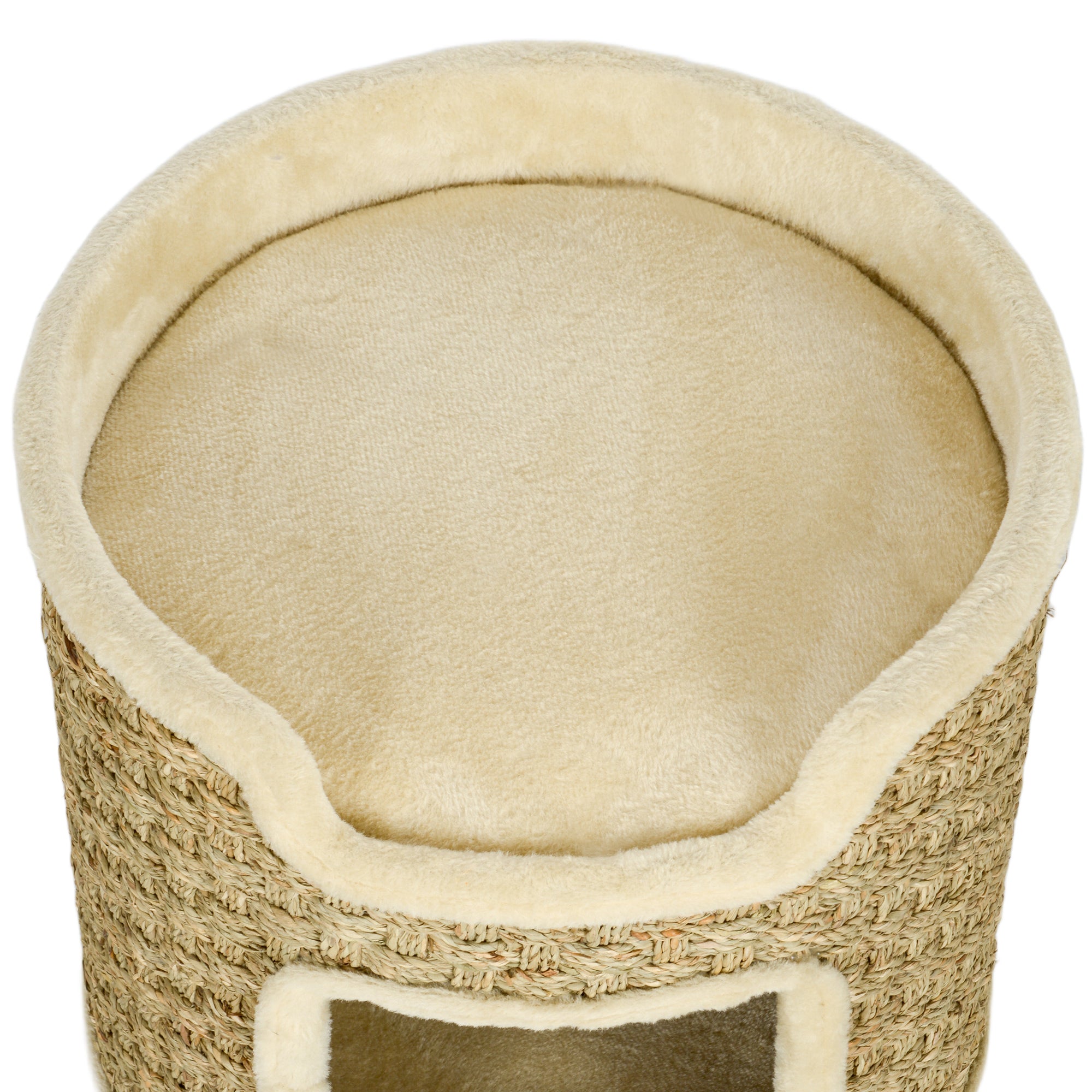 PawHut Katzenkratzbaum, Spiel- und Entspannungsbereich, Plüsch, Φ38 x 37H cm, Khaki-Beige, bis zu 5 kg