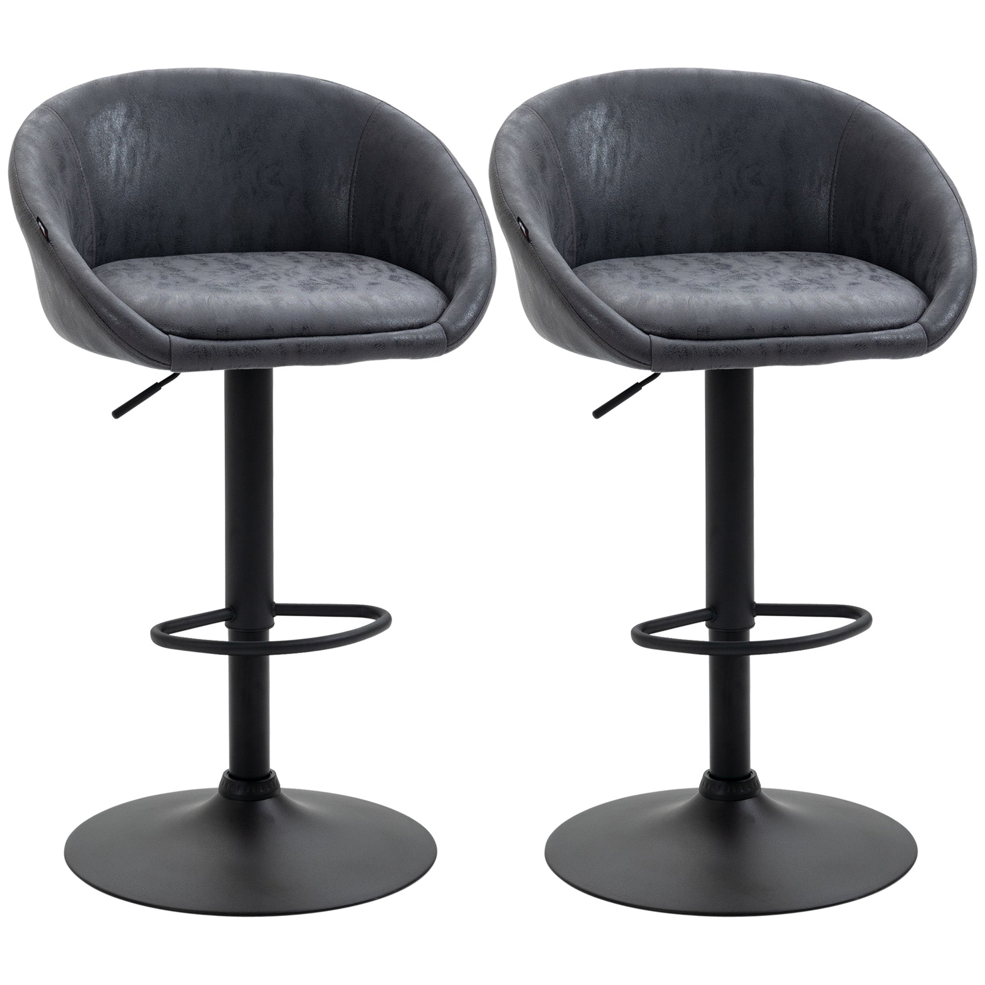 HOMCOM 2er-Set Barhocker, höhenverstellbar, 360-Grad-Schwenk-Design, 57 cm x 50 cm x 84-104cm, Grau