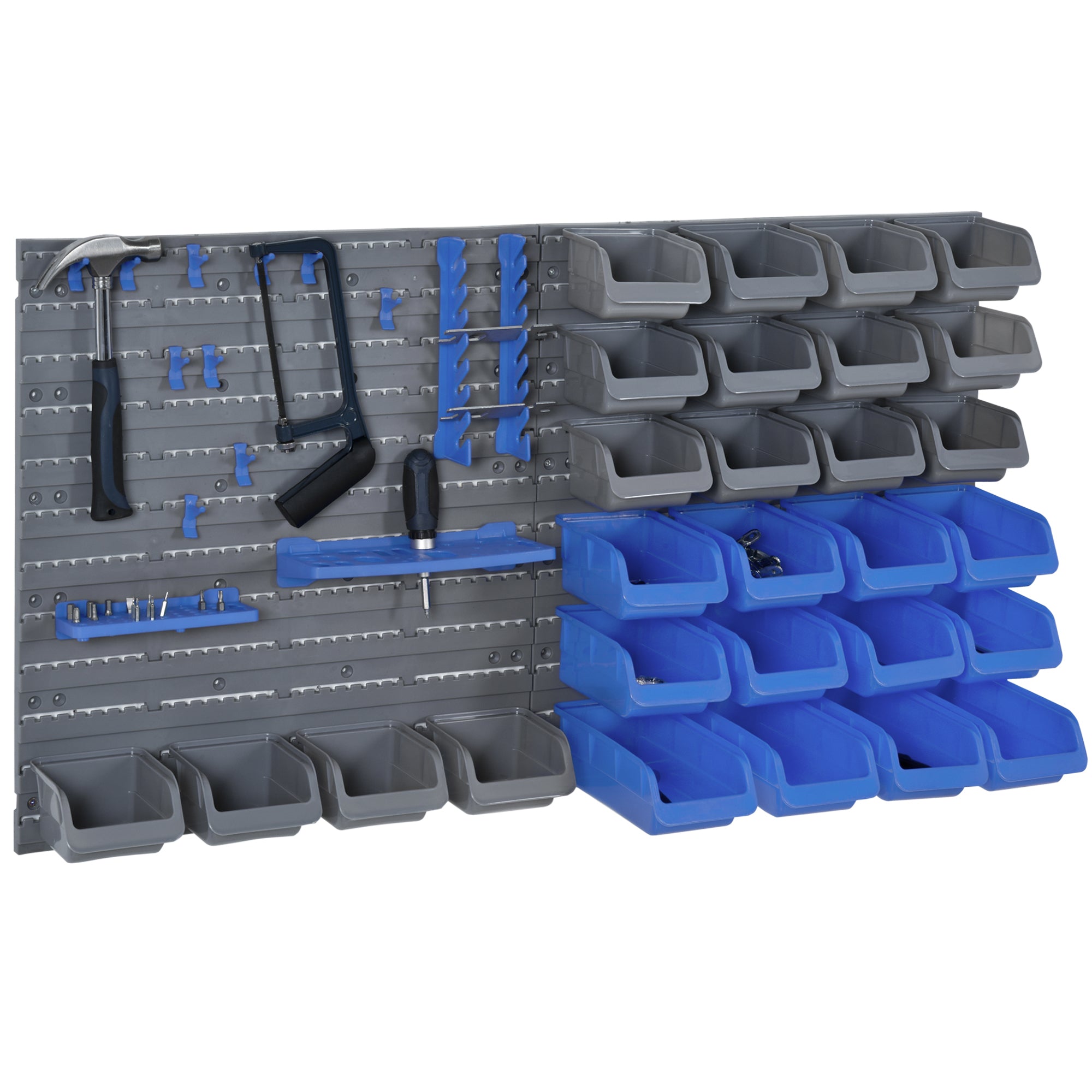 DURHAND Werkzeugwand 44-teilig mit Stapelbehältern 54 x 22 x 95 cm Kunststoff Blau