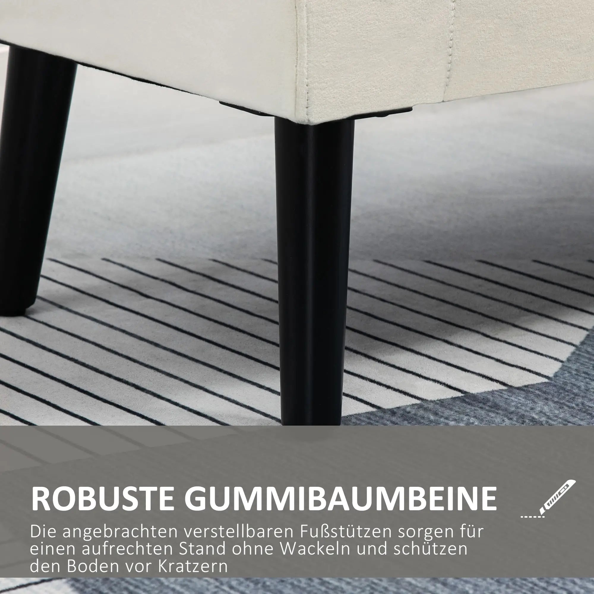 HOMCOM Sitzbank mit Stauraum, 111,5cm x 41cm x 65cm, Cremeweiß
