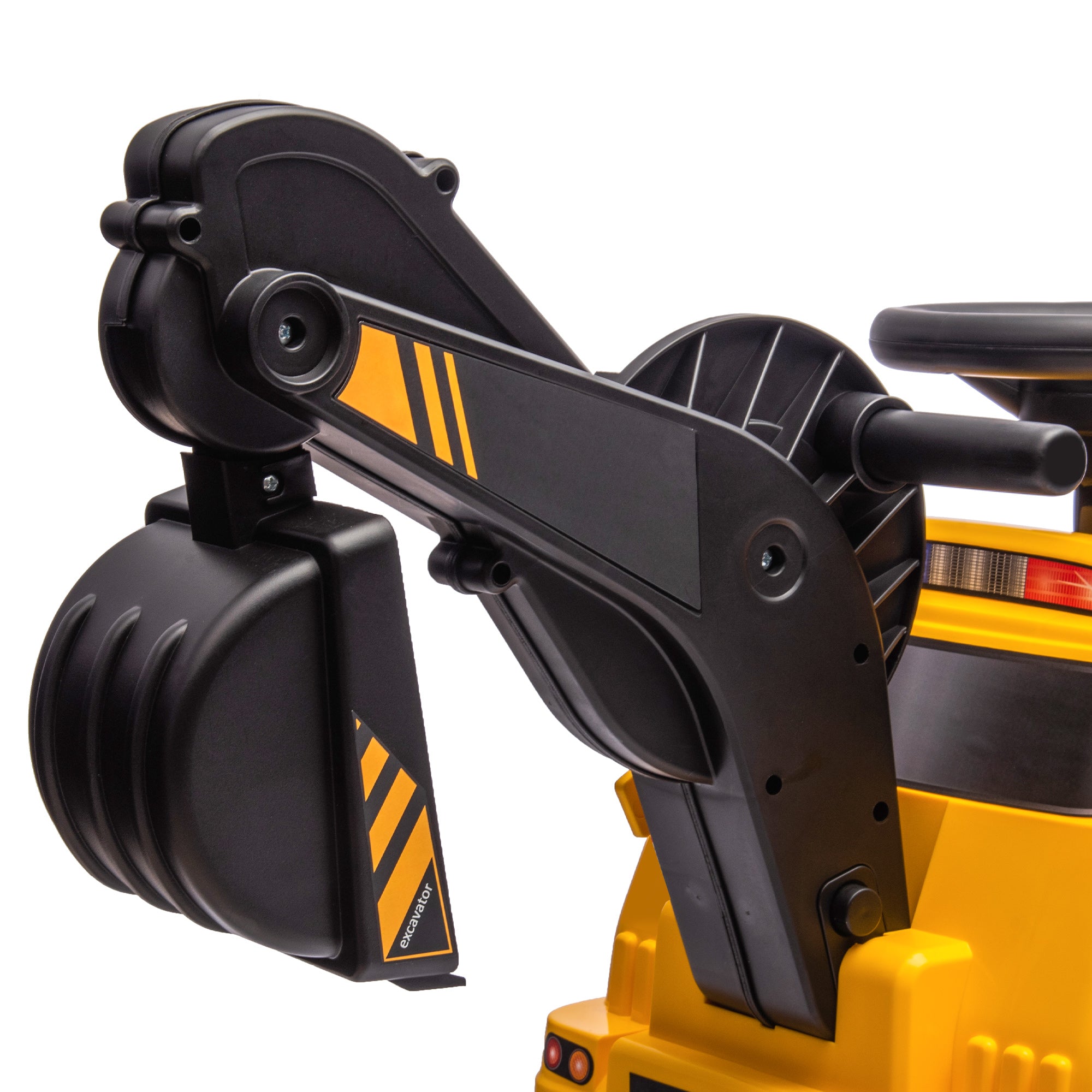 HOMCOM 3-in-1 Kinderrutscher Kinder-Bagger, Musikfunktion, Anti-Kipp-Schutz, Schwarz +Gelb