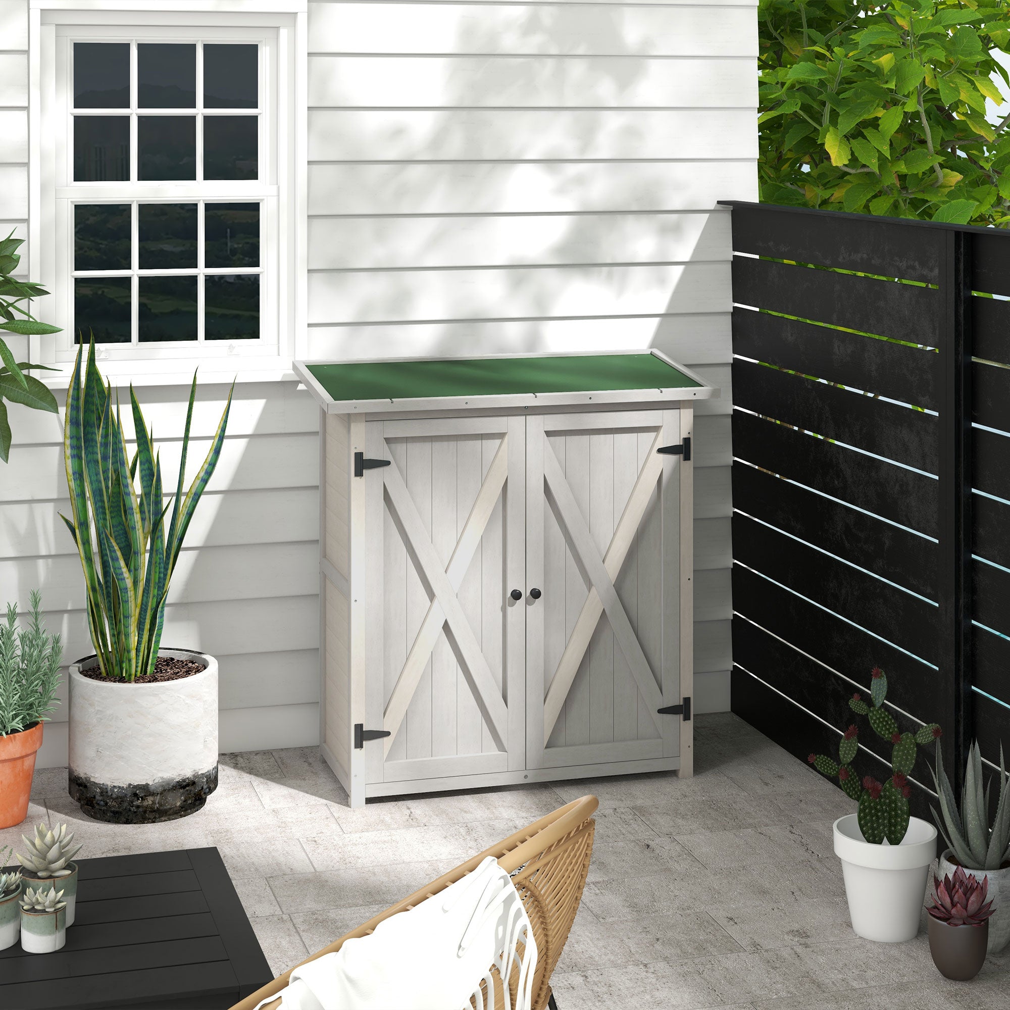Outsunny Gartenschrank Outdoor 2 Fächer wetterfest