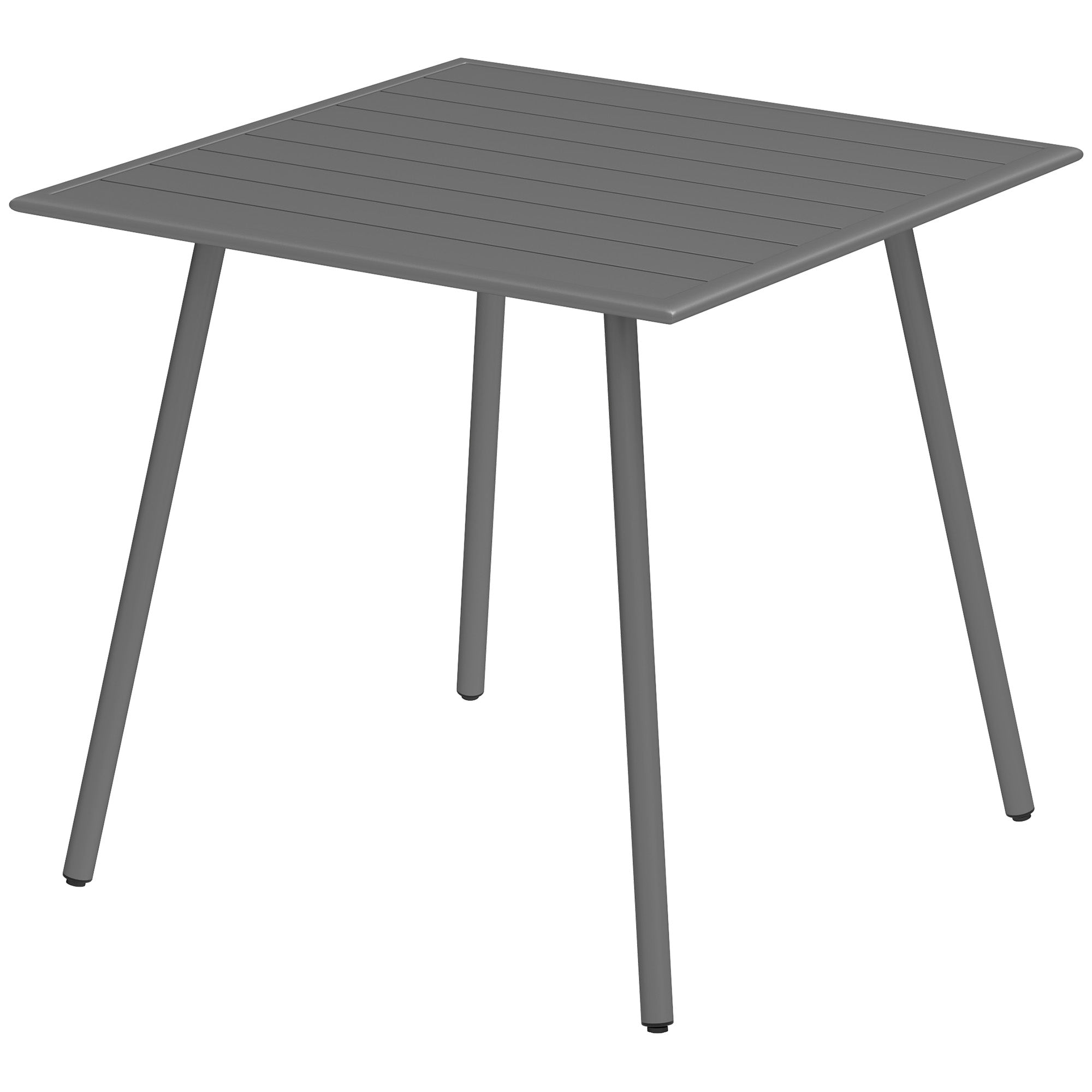 Outsunny Gartentisch, Outdoor-Esstisch für 4 Personen, Stahlrahmen, leicht zu reinigen, rostbeständig, 80 x 80 x 74 cm, Grau