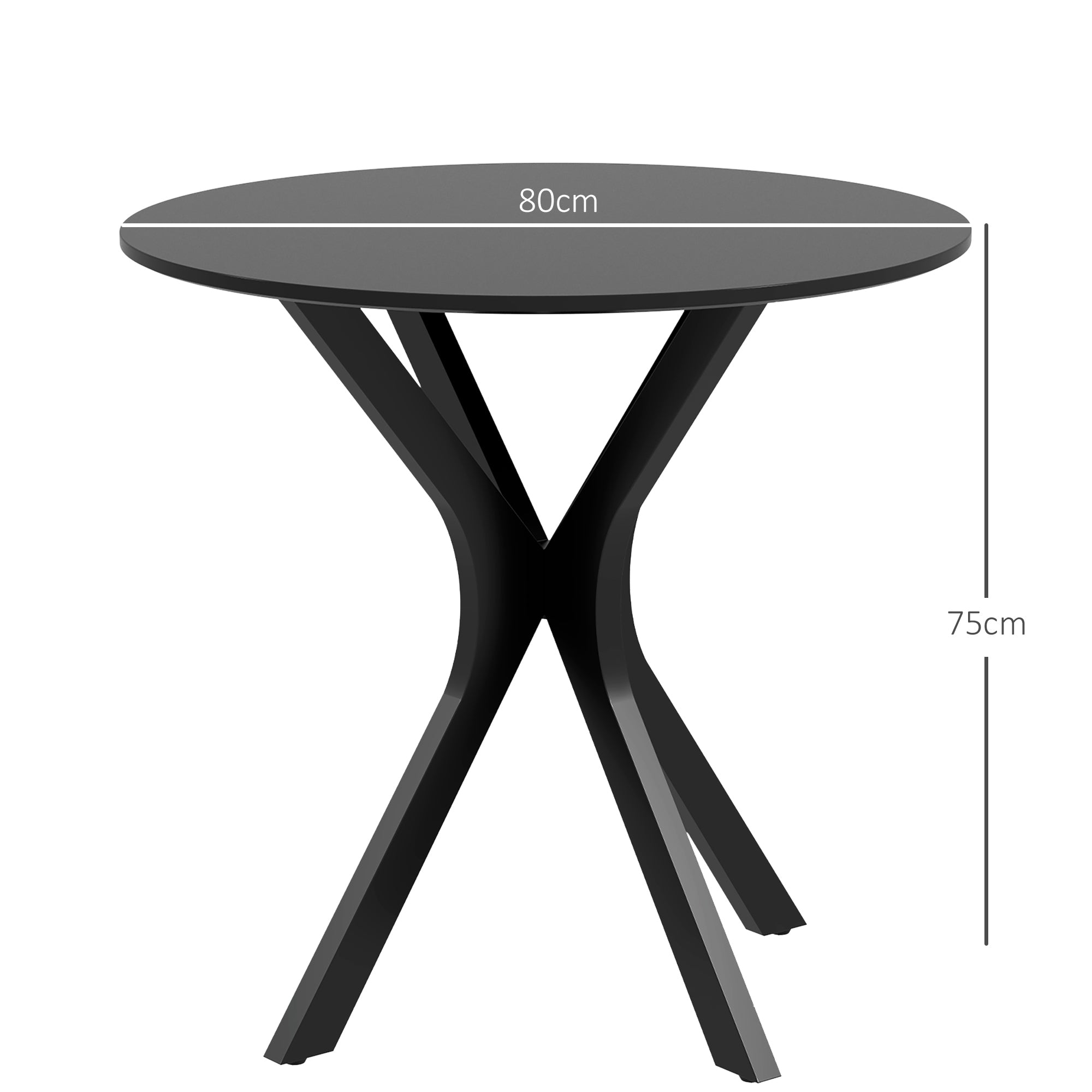HOMCOM Esstisch Küchentisch Runder Tisch, Modernes Design, 78 cm x 78 cm x 75 cm, Schwarz