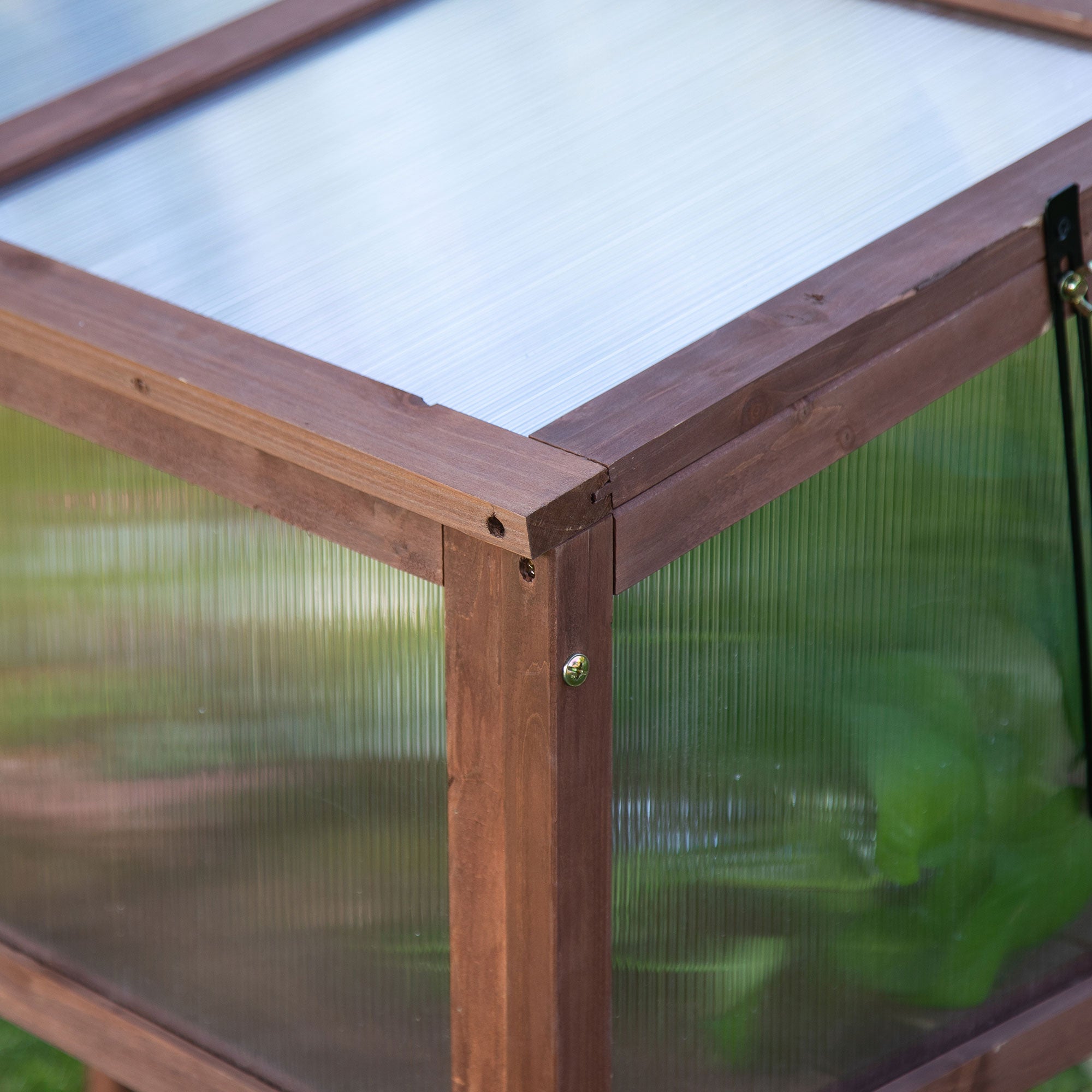 Outsunny Hochbeet aus Holz Frühbeet 90 x 50 x 93 cm Gewächstisch mit Abdeckung wetterfes Kräuterbeet Pflanzkasten für Garten, Balkon und Terrasse Braun