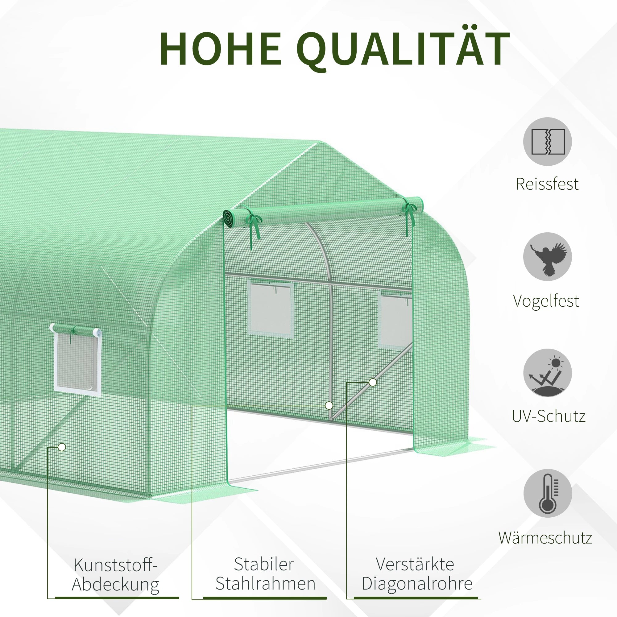 Outsunny Foliengewächshaus Treibhaus UV-beständig Rolltür Belüftung